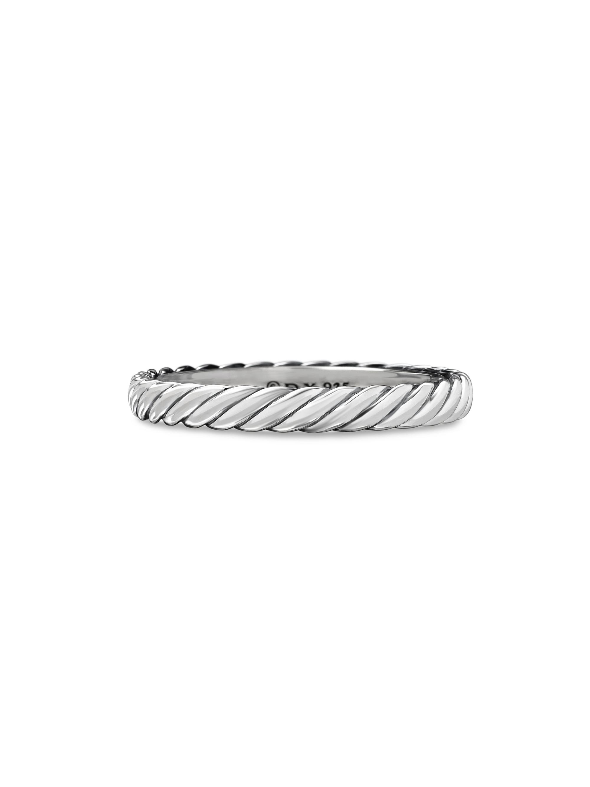David Yurman Women's Cable Collectibles Stack Ring in Sterling Silver, 3mm - Silver