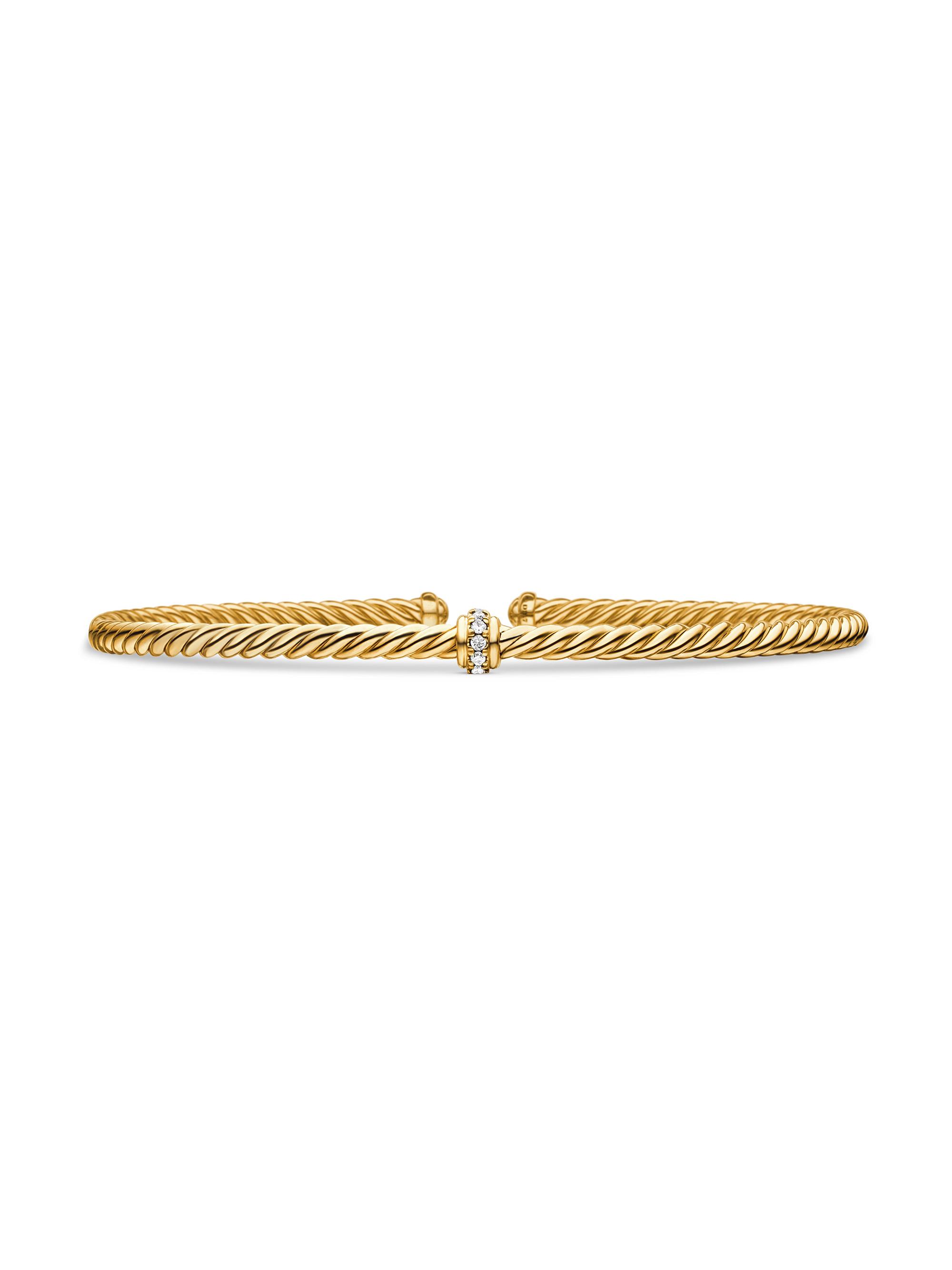 David Yurman Women's Cable 18K Gold & Diamond Station Cuff Bracelet - Gold