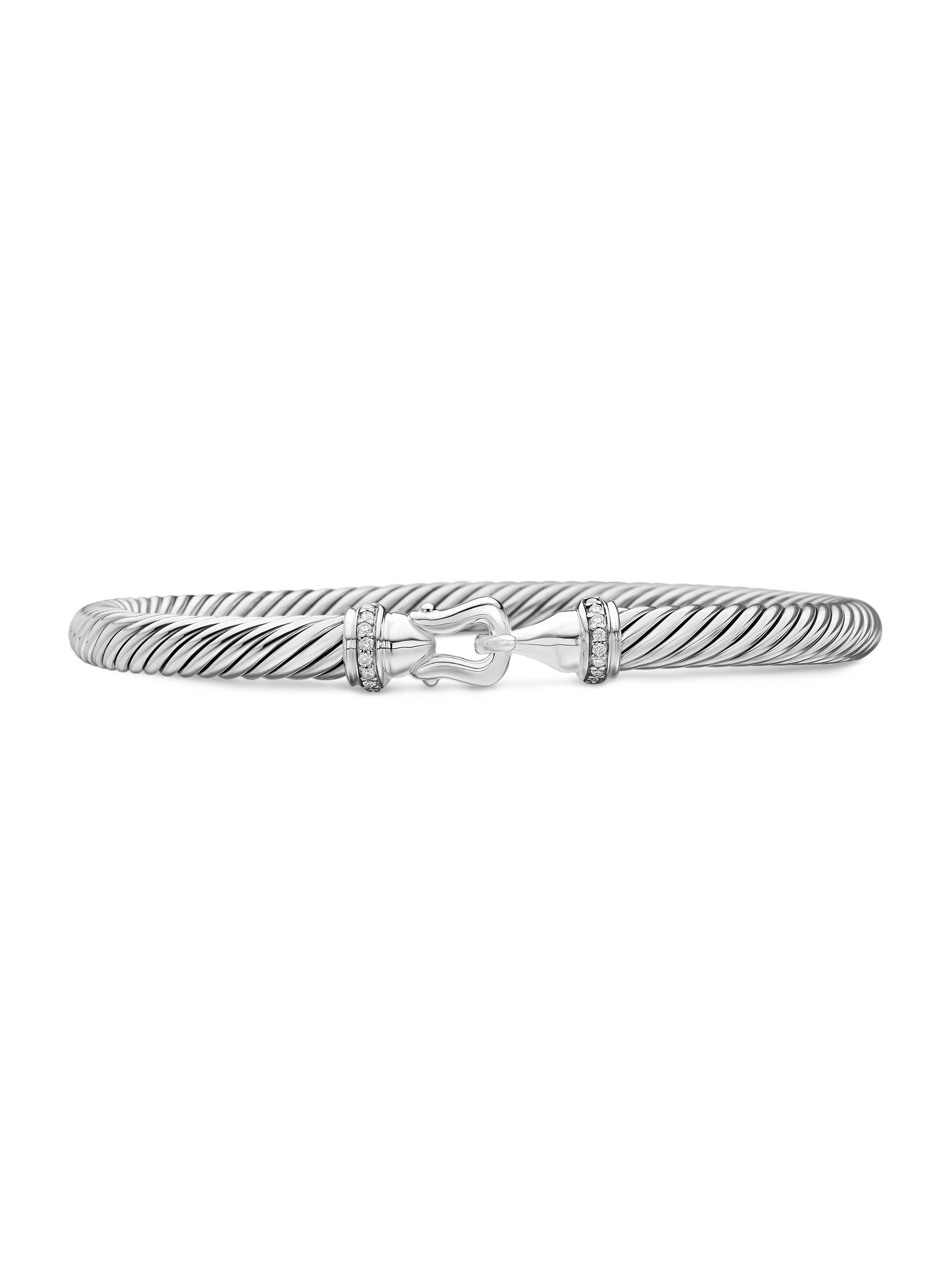 David Yurman Women's Cable Buckle Bracelet with Diamonds 5MM - Silver