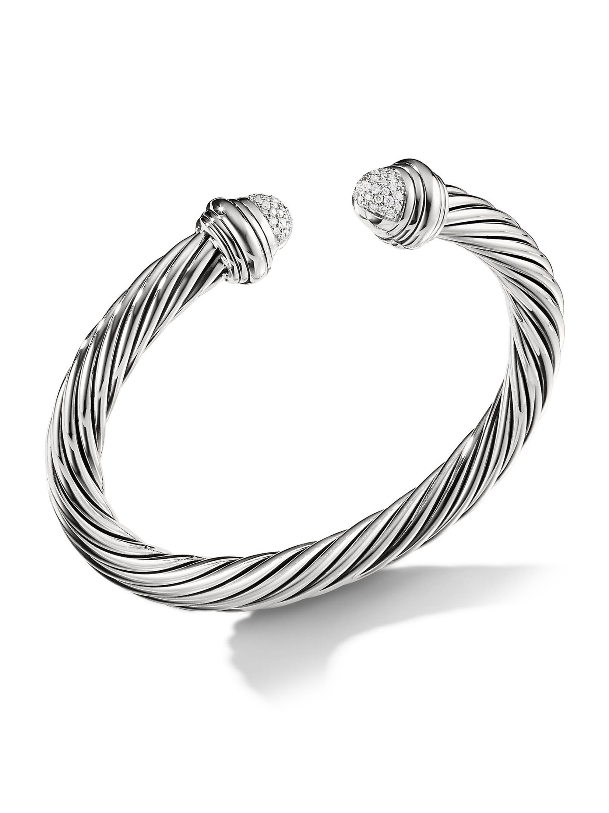 David Yurman Women's Cable Classics Bracelet with Pavé Diamond Domes - Sterling Silver