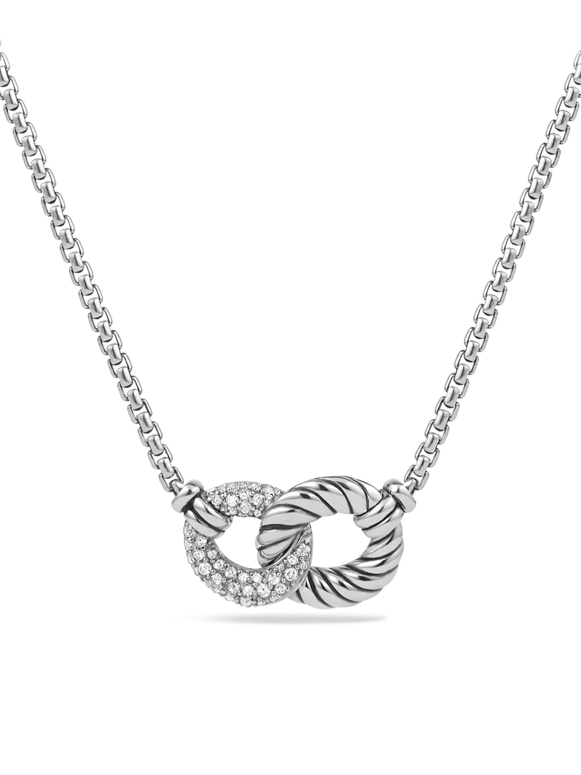 David Yurman Women's Belmont Double Curb Link Necklace with Diamonds - Silver