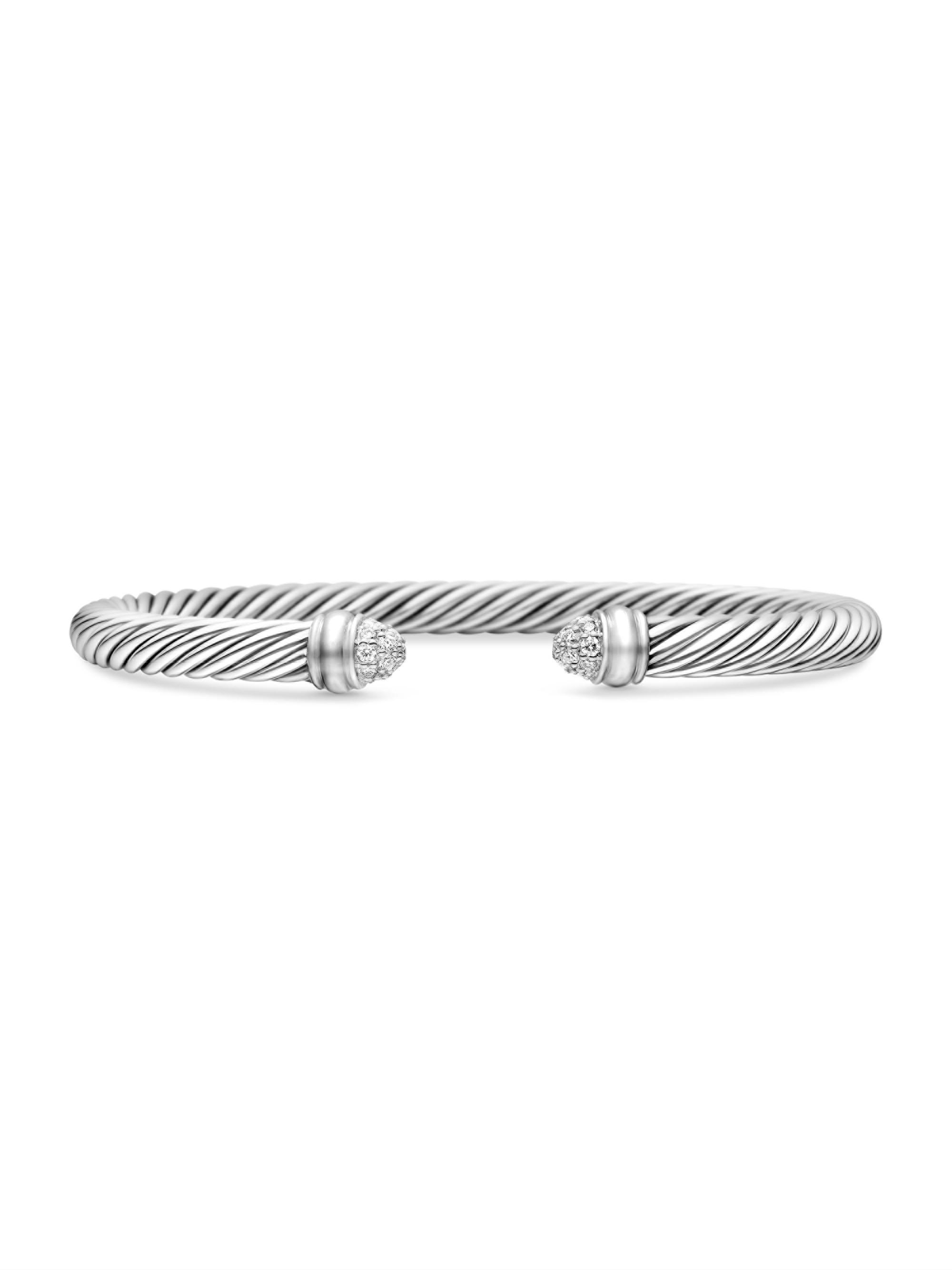 David Yurman Women's Classic Cable Bracelet in Sterling Silver - Diamond