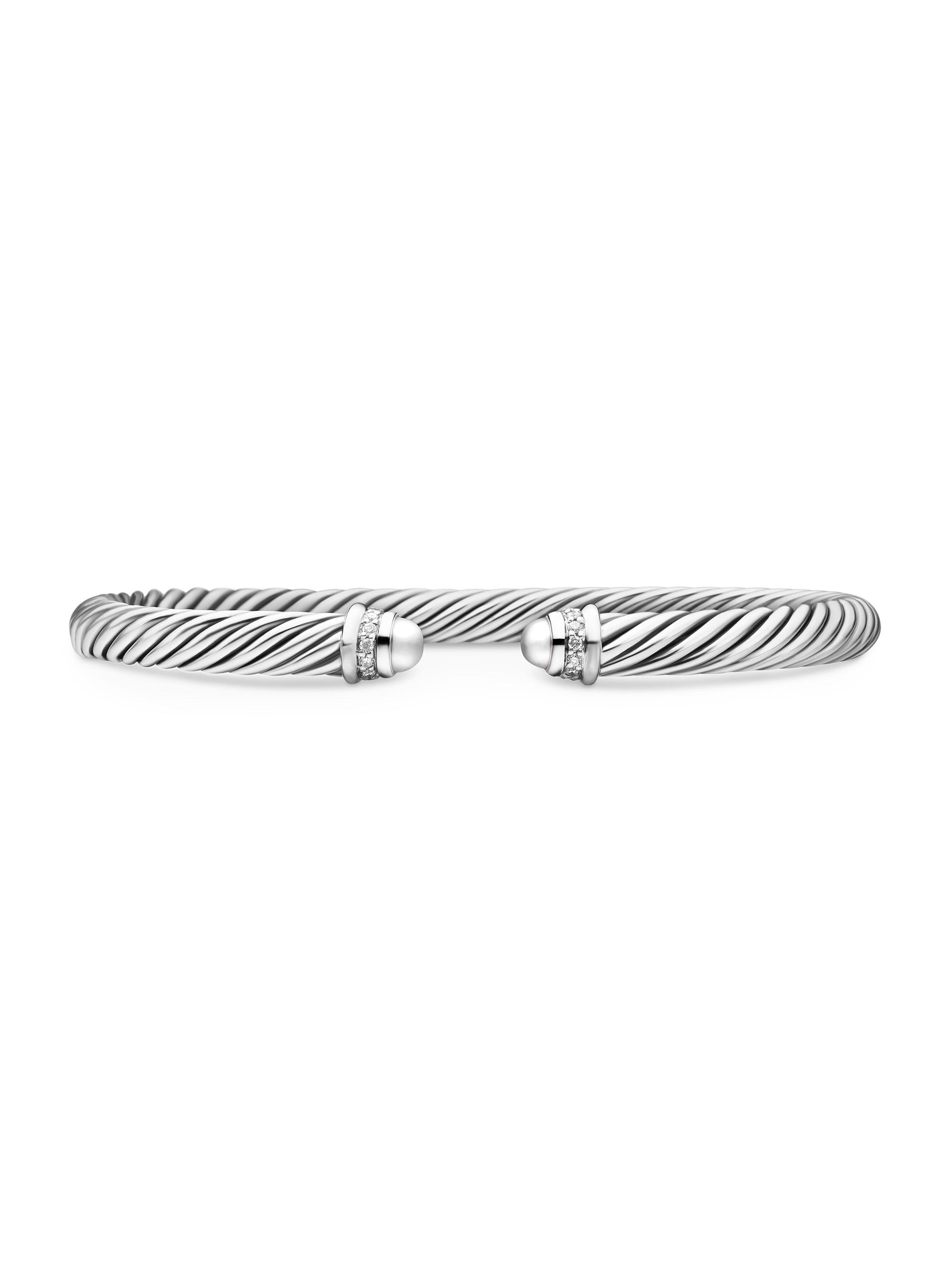 David Yurman Women's Classic Cable Bracelet in Sterling Silver - Diamond