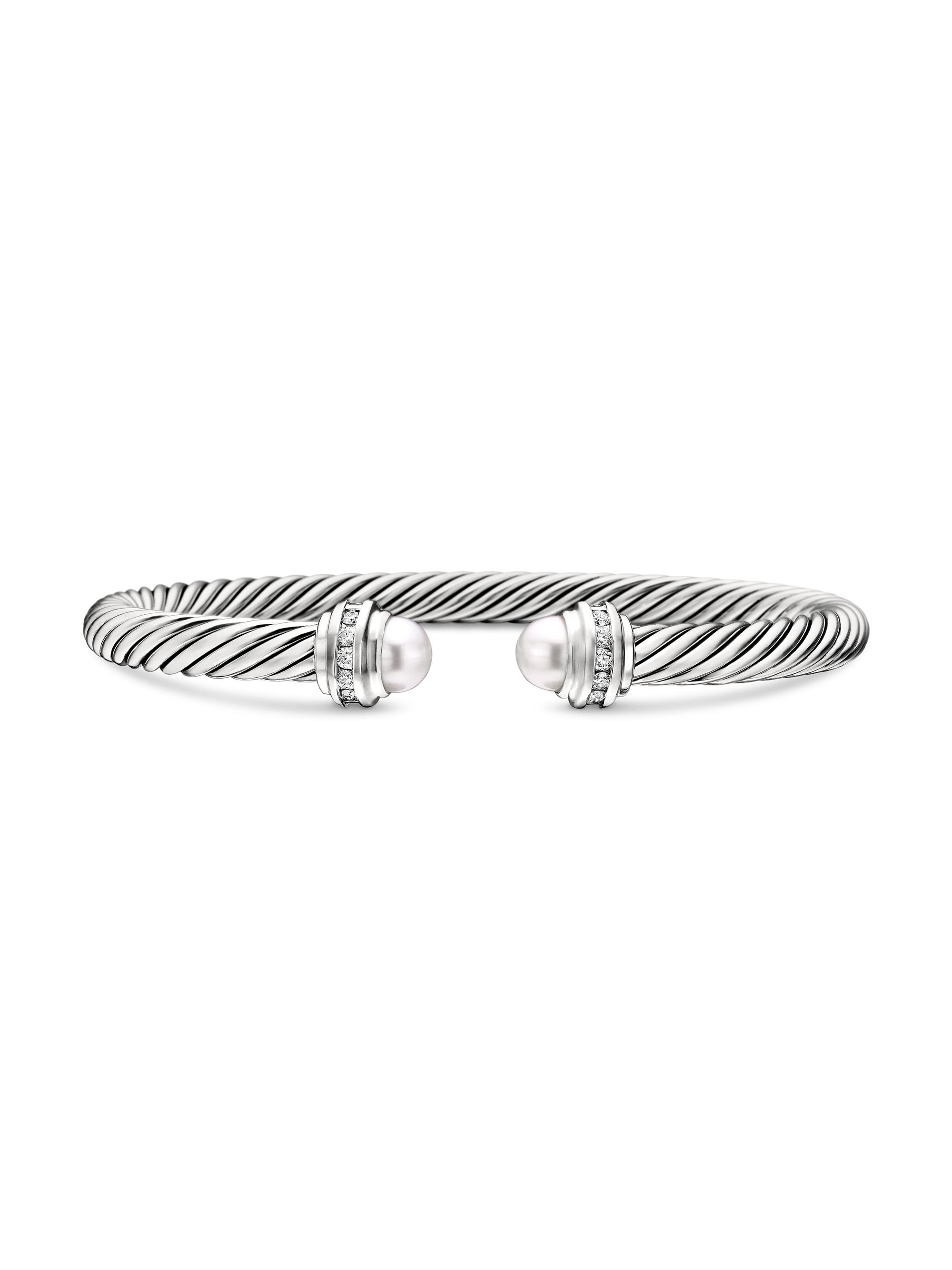David Yurman Women's Cable Classics Bracelet With Pearls & Diamonds - Pearl