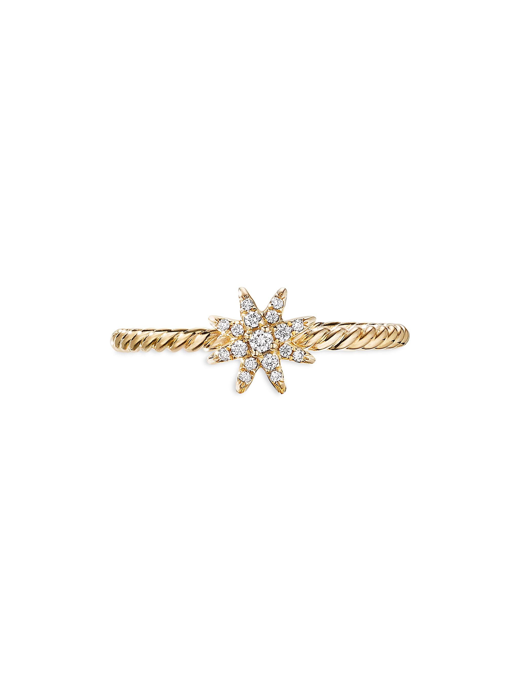 David Yurman Women's Petite Starburst Station Ring in 1K Yellow Gold with Diamonds - Gold