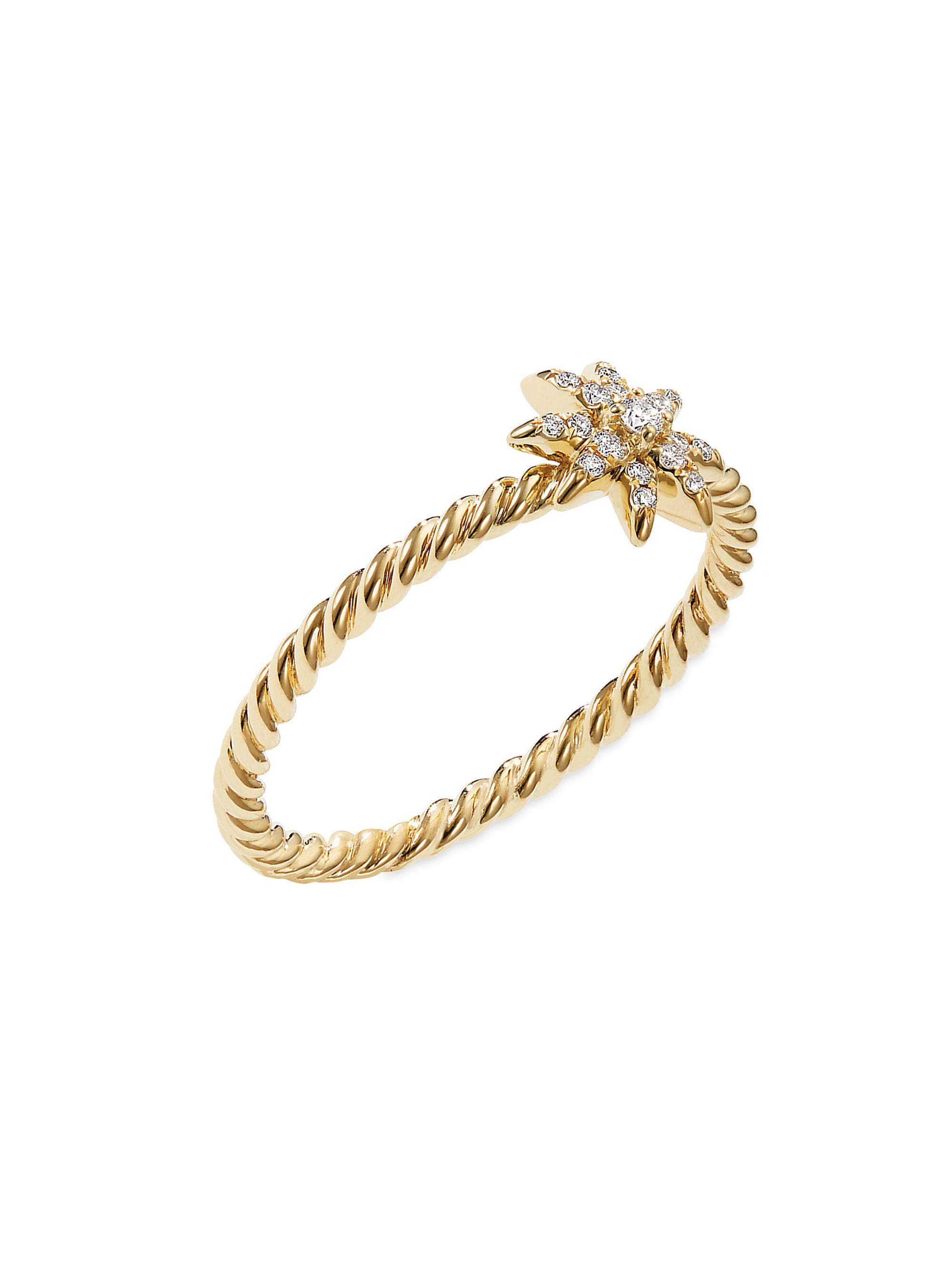Petite Starburst Station Ring in 18K Yellow Gold with Diamonds
