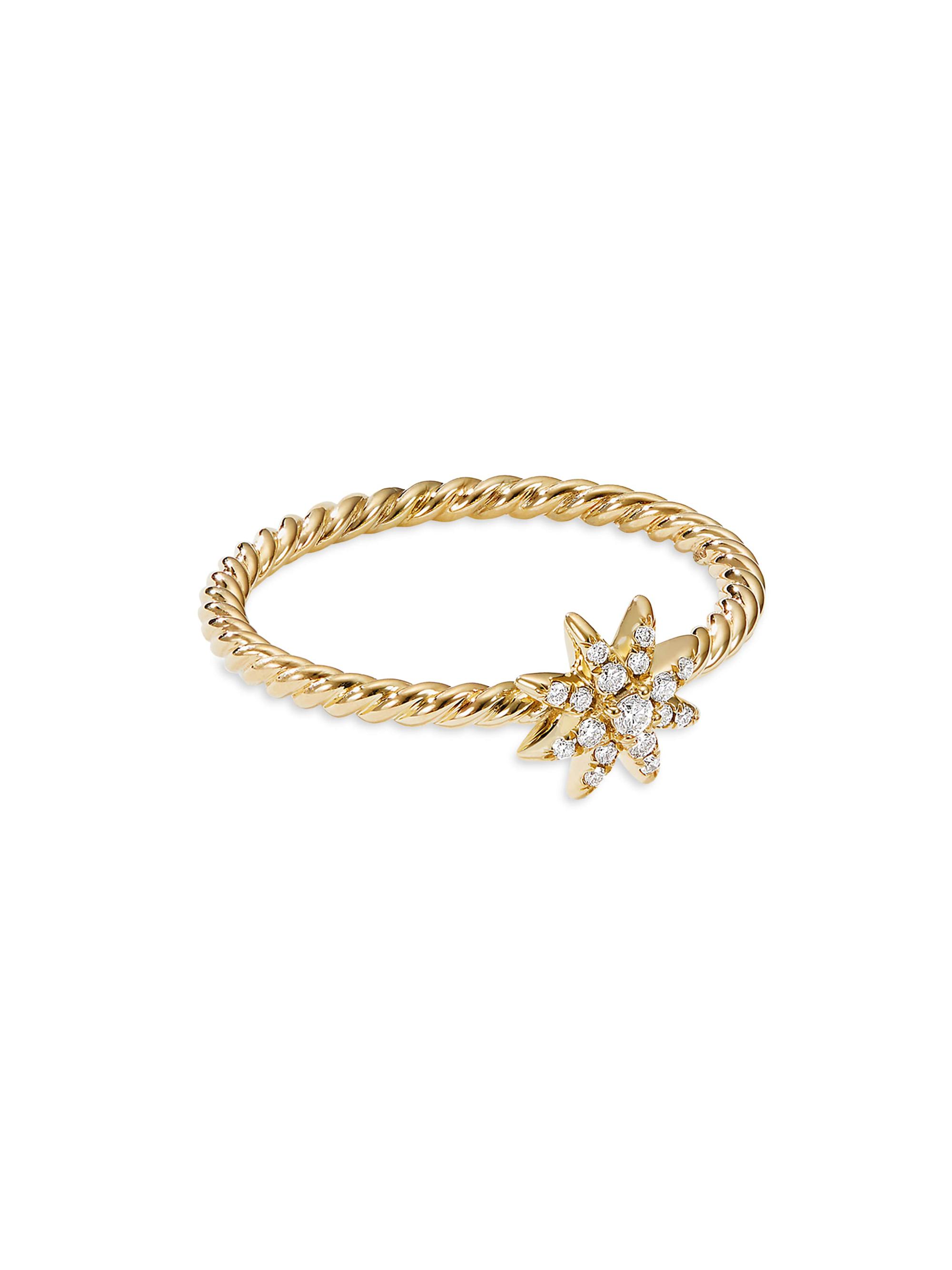 Petite Starburst Station Ring in 18K Yellow Gold with Diamonds
