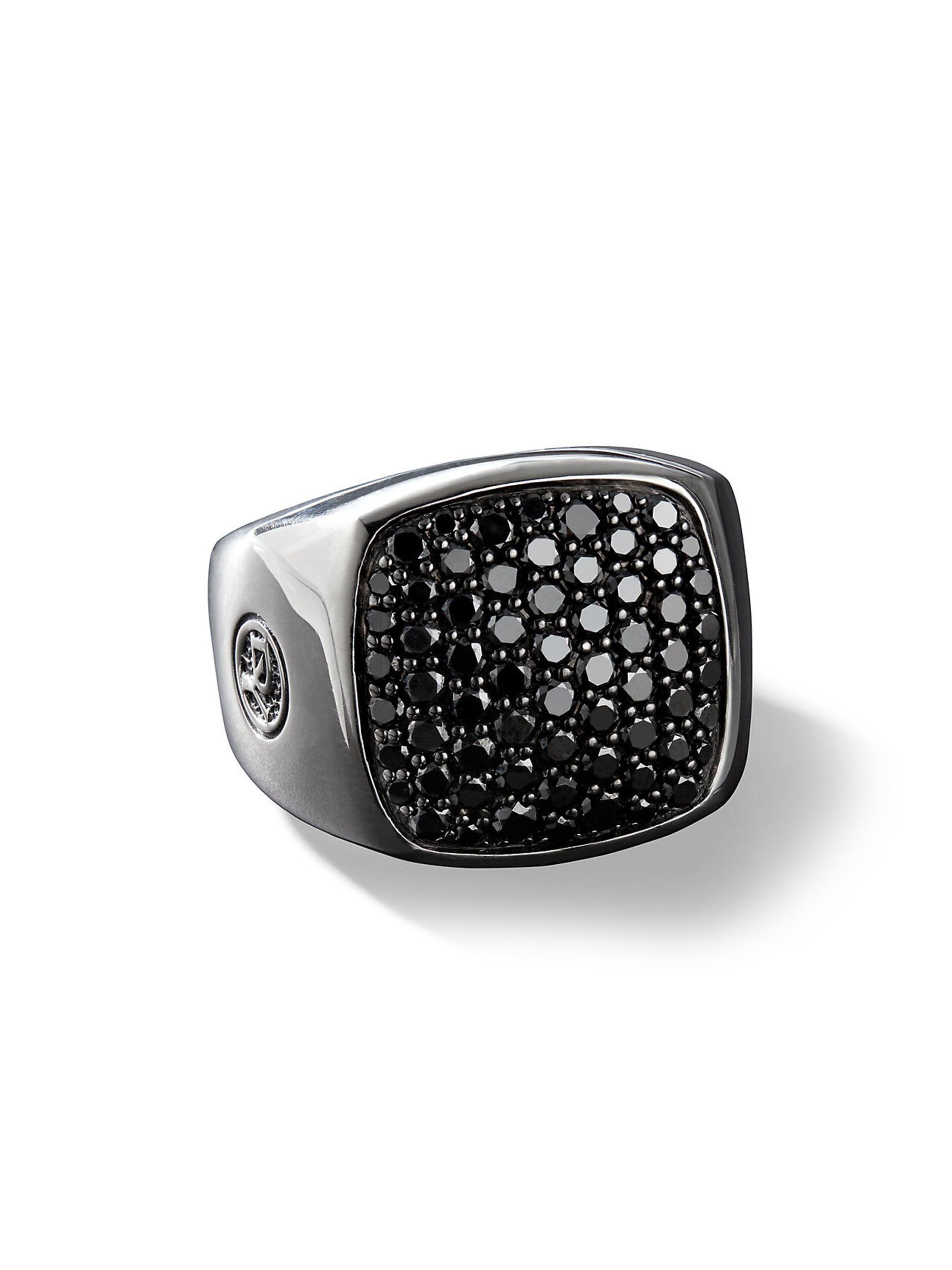 David Yurman Men's Streamline Signet Ring with Pavé Black Diamonds - Black Diamond