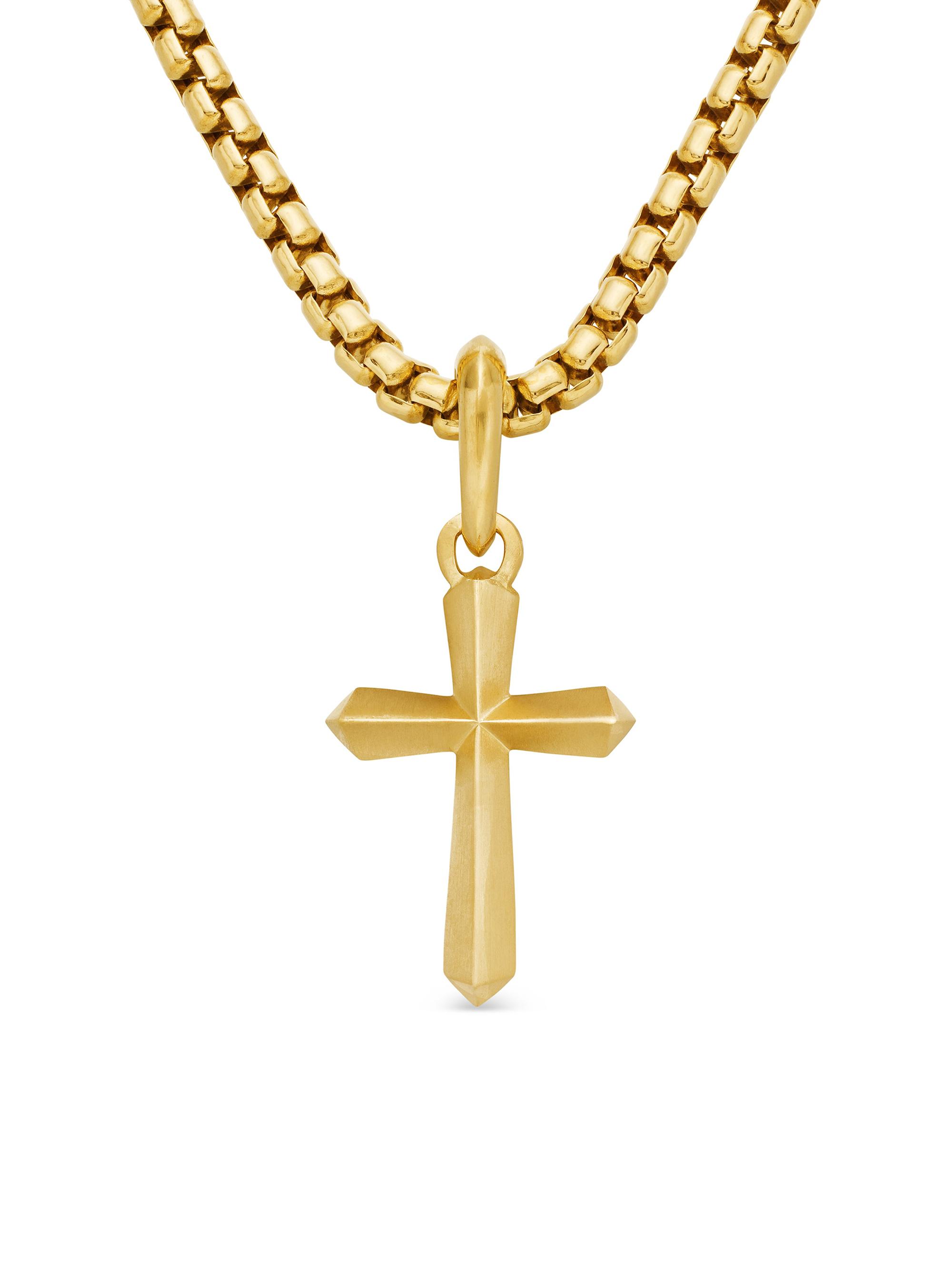David Yurman Men's Cross Amulet in 18K Yellow Gold, 19mm - Gold