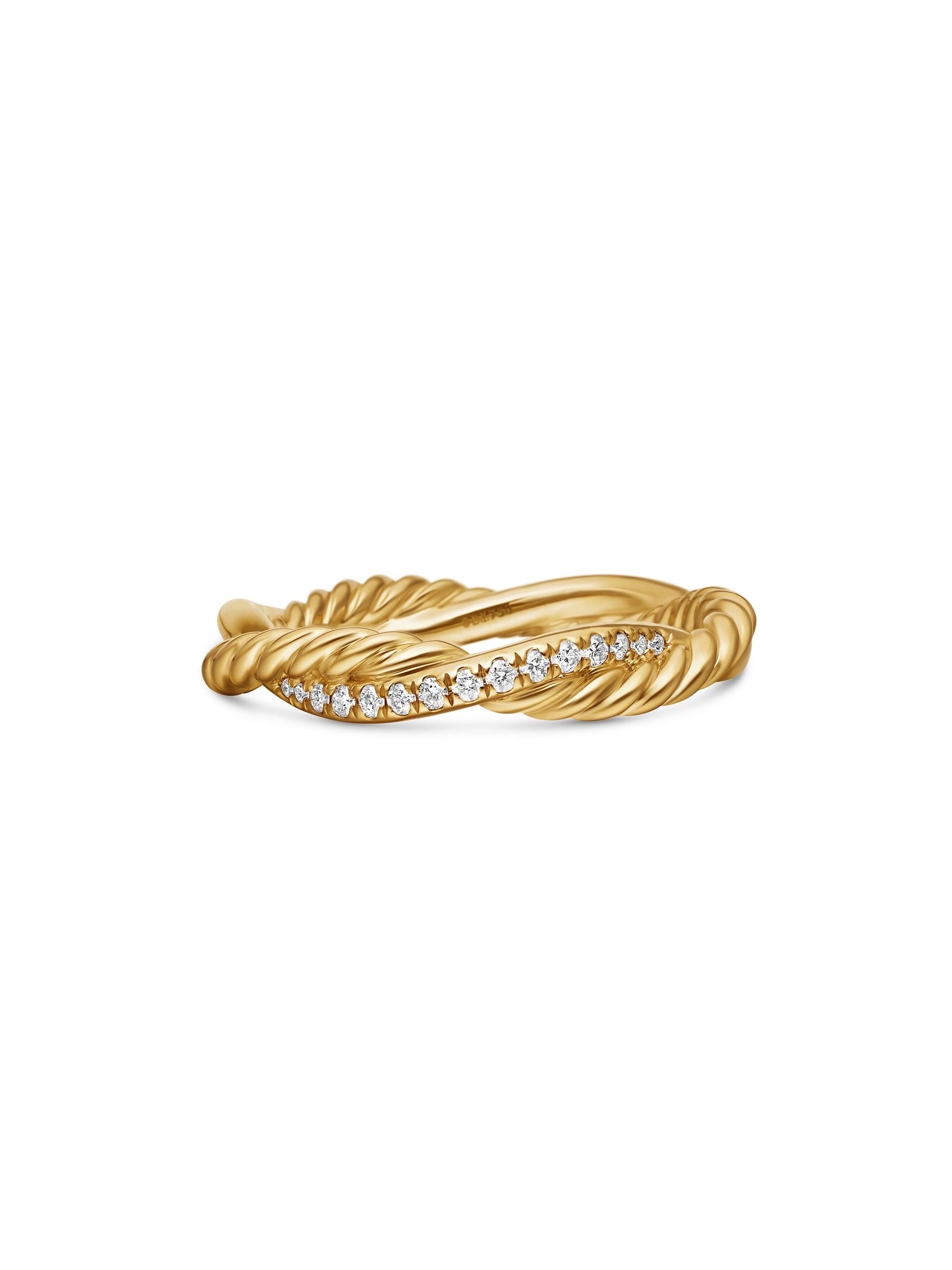 David Yurman Women's Petite Infinity Twisted Ring In 18K Yellow Gold With Diamonds - Diamond