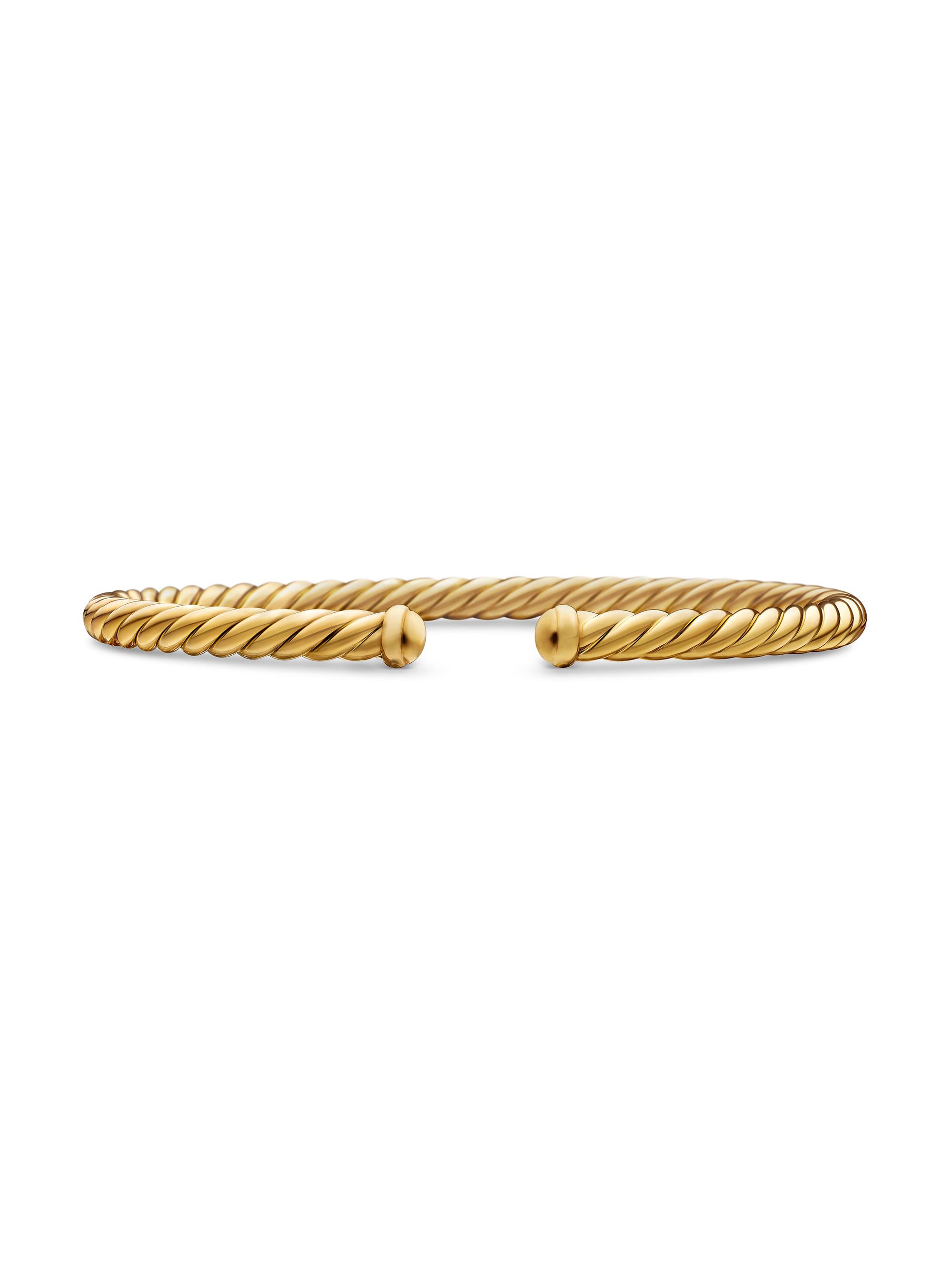 David Yurman Women's Cable Flex Bracelet in 18K Yellow Gold, 4mm - Gold