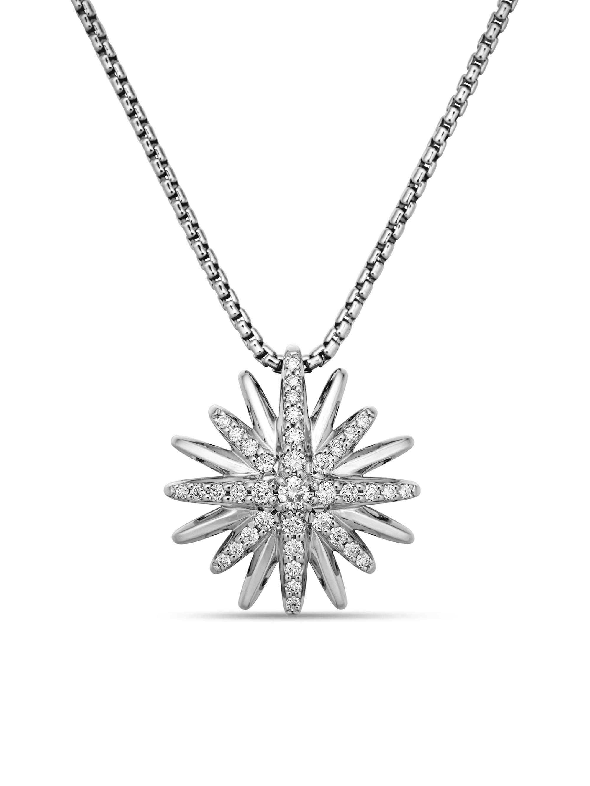 David Yurman Women's Starburst Pendant Necklace in Sterling Silver with Diamonds, 19mm - Diamond