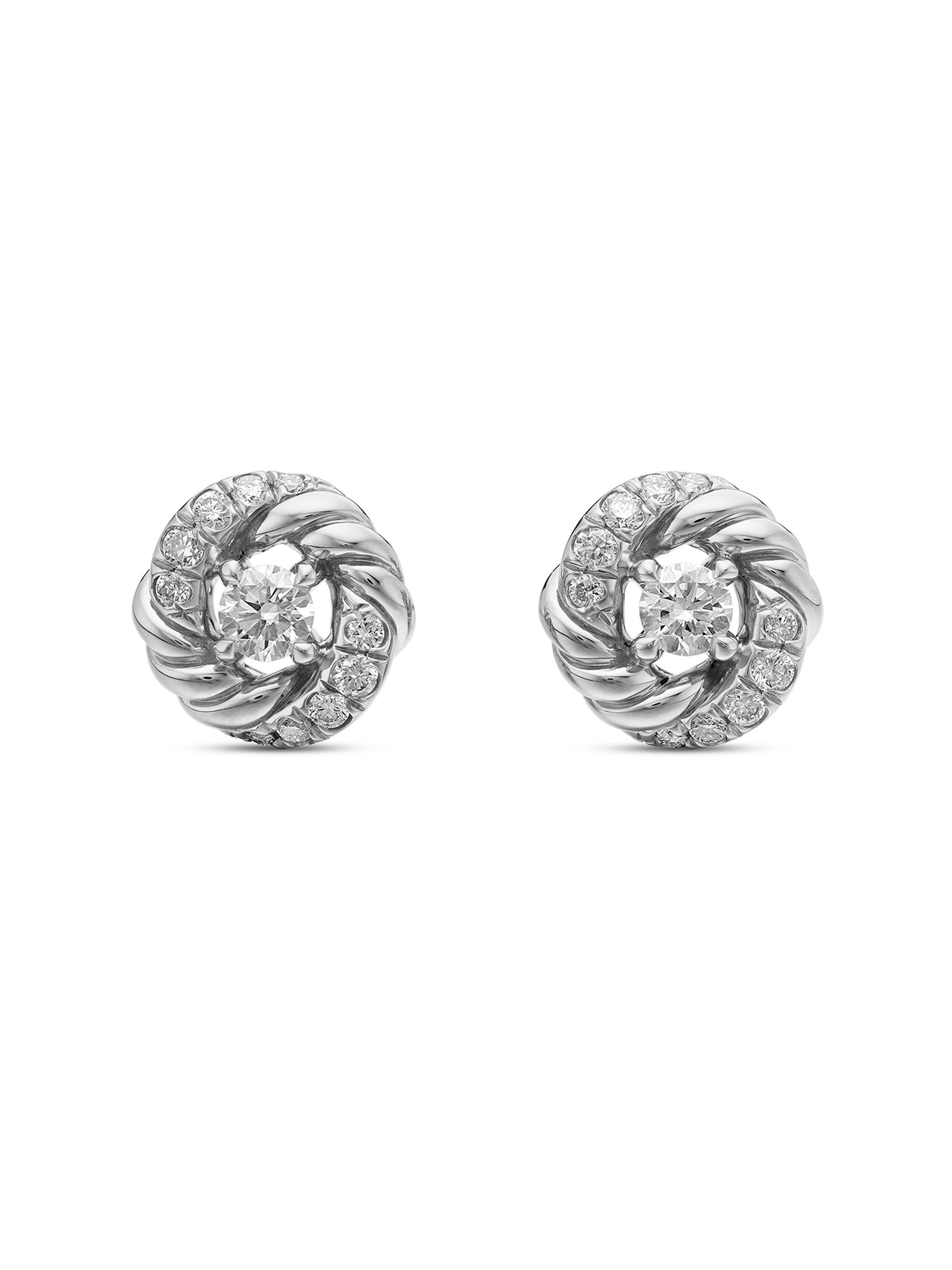David Yurman Women's Petite Infinity Stud Earrings in Sterling Silver - Diamond