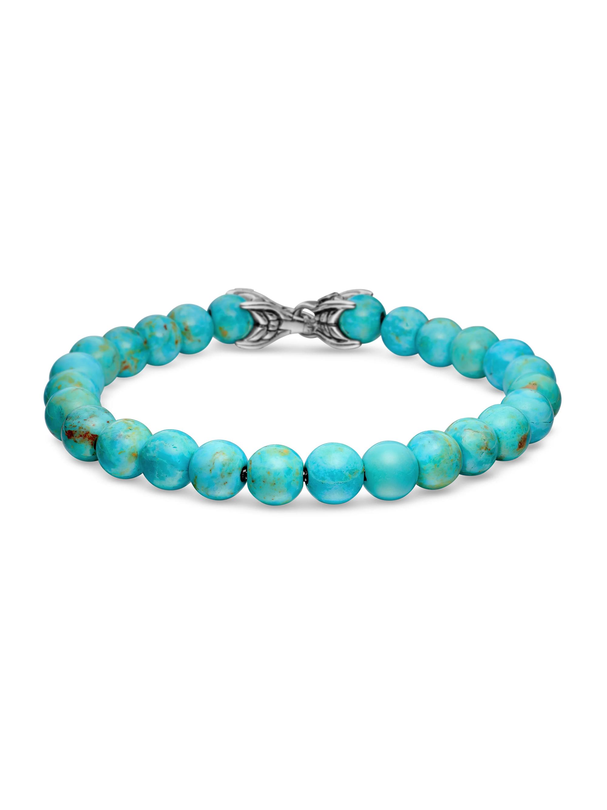 David Yurman Men's Spiritual Beads Bracelet in Sterling Silver - Turquoise
