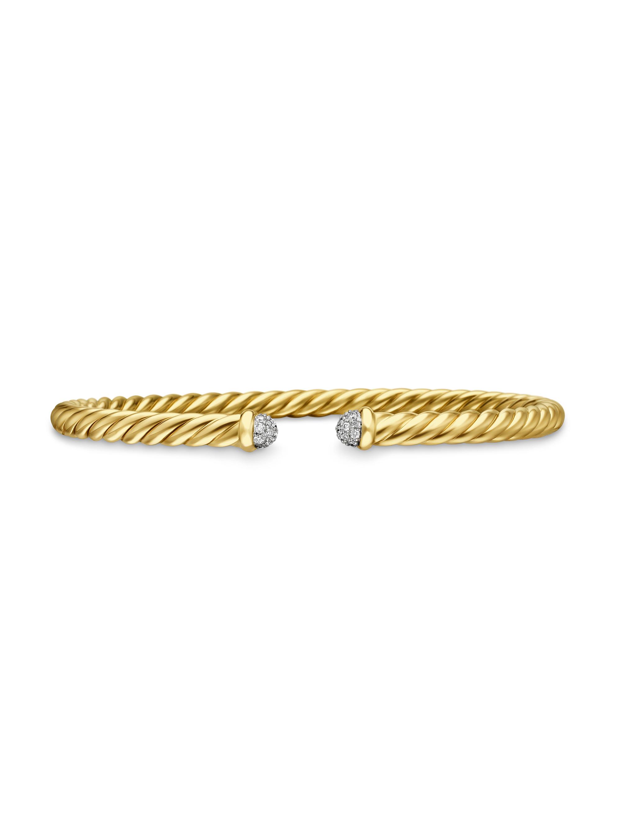 David Yurman Women's Cable Flex Bracelet in 18K Yellow Gold - Diamond