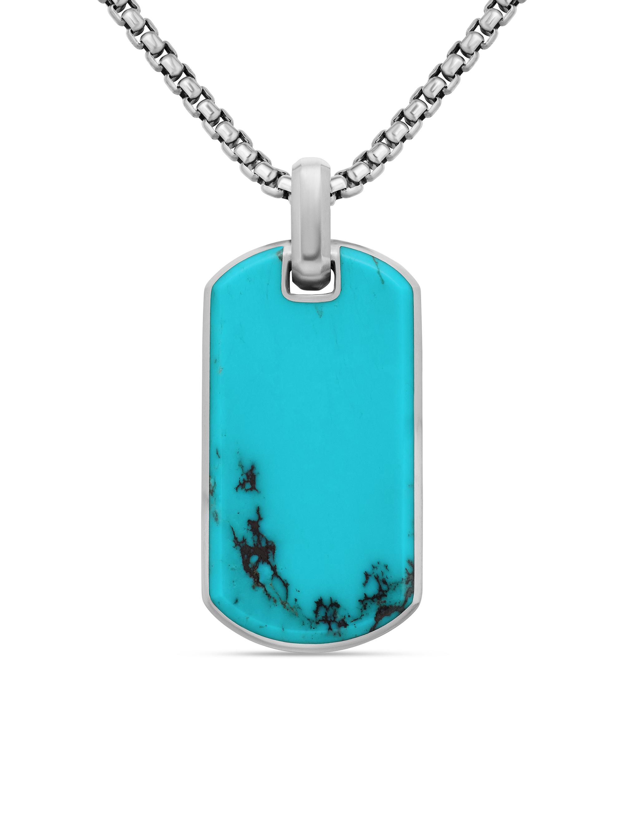 David Yurman Men's Chevron Tag in Sterling Silver - American Turquoise