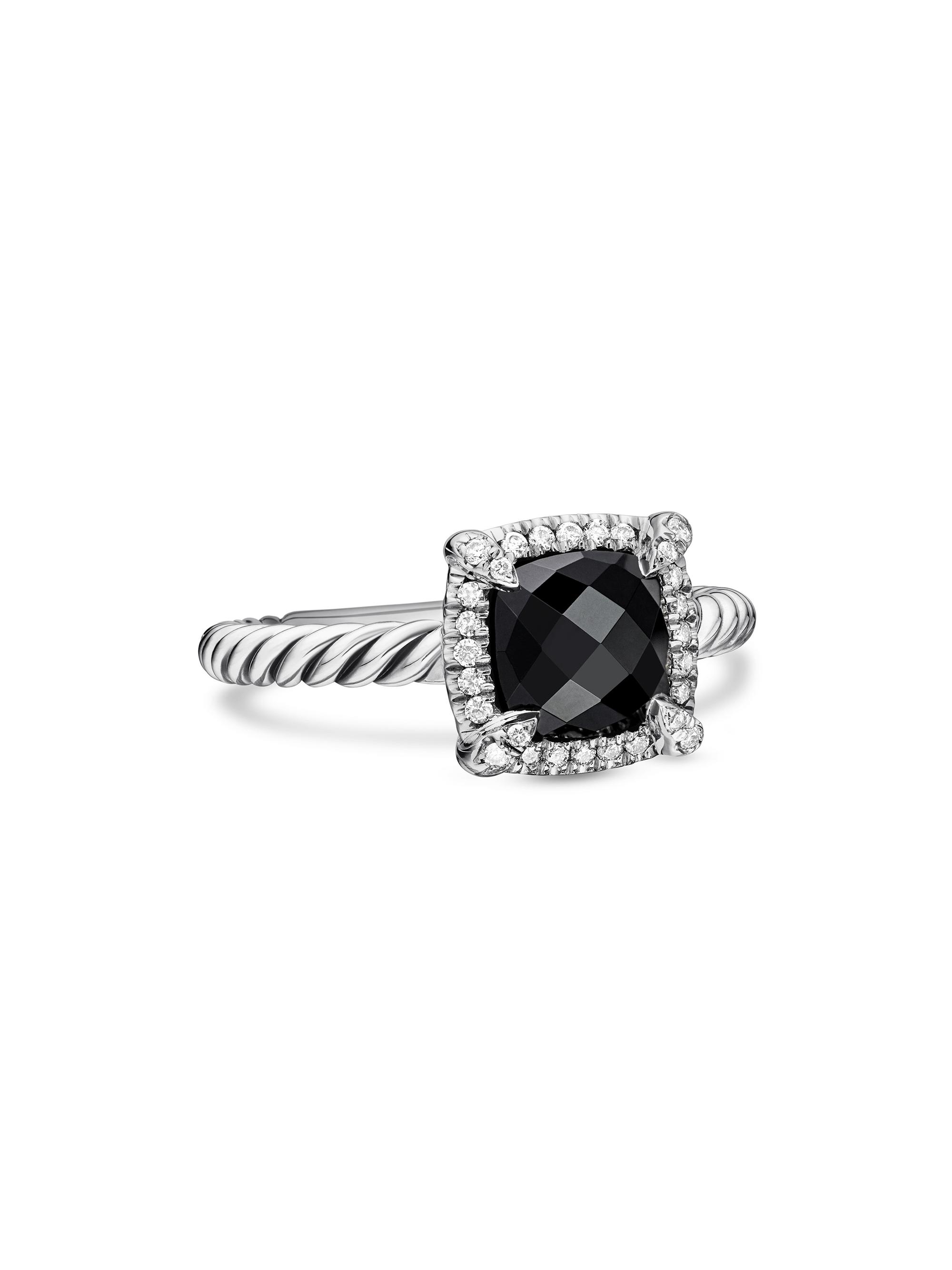 David Yurman Women's Petite Chatelaine Pavé Bezel Ring with Diamonds - Black Onyx