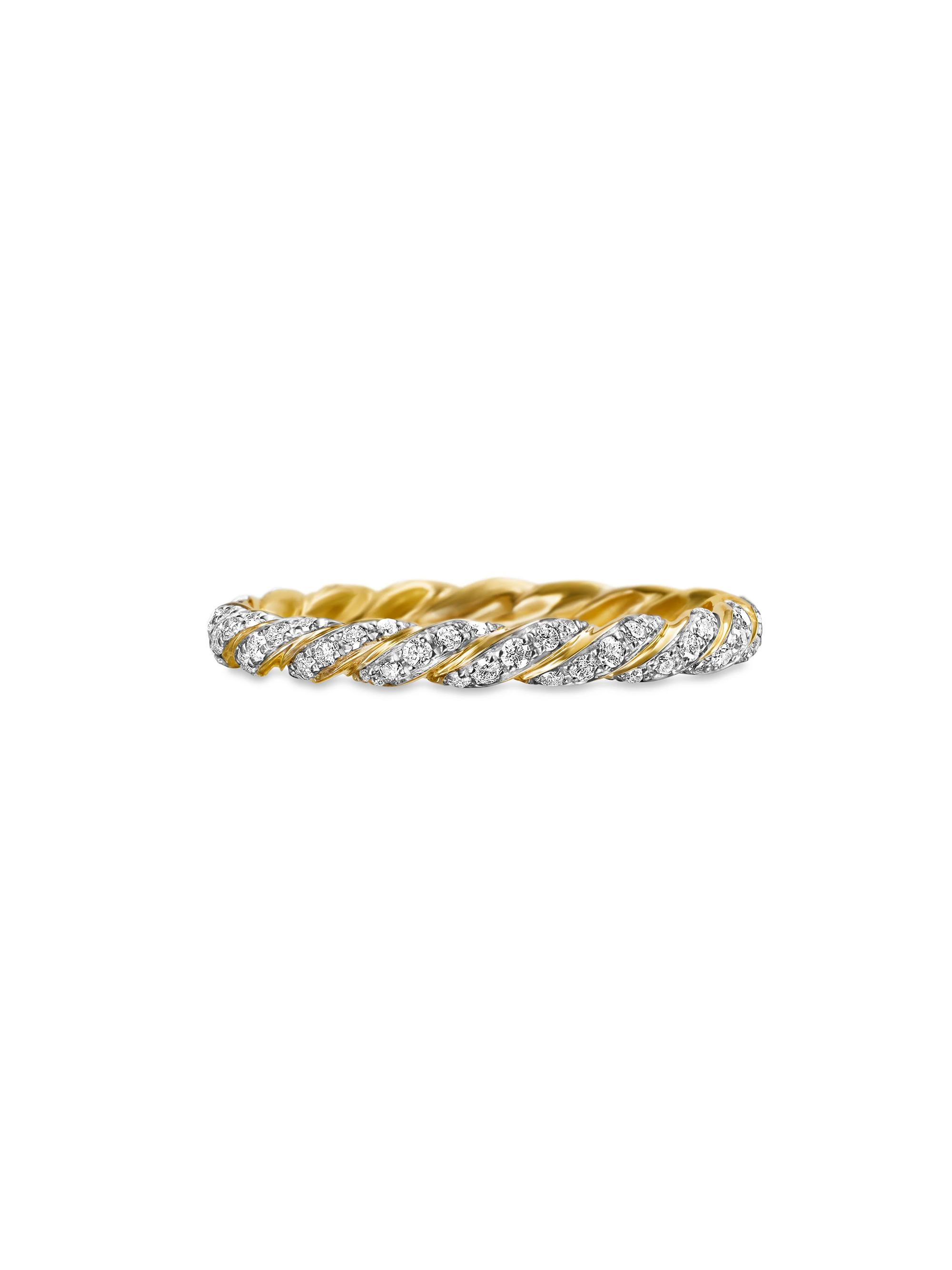 David Yurman Women's Paveflex Ring Eith Diamonds in 1K Yellow Gold, 2.MM - Gold