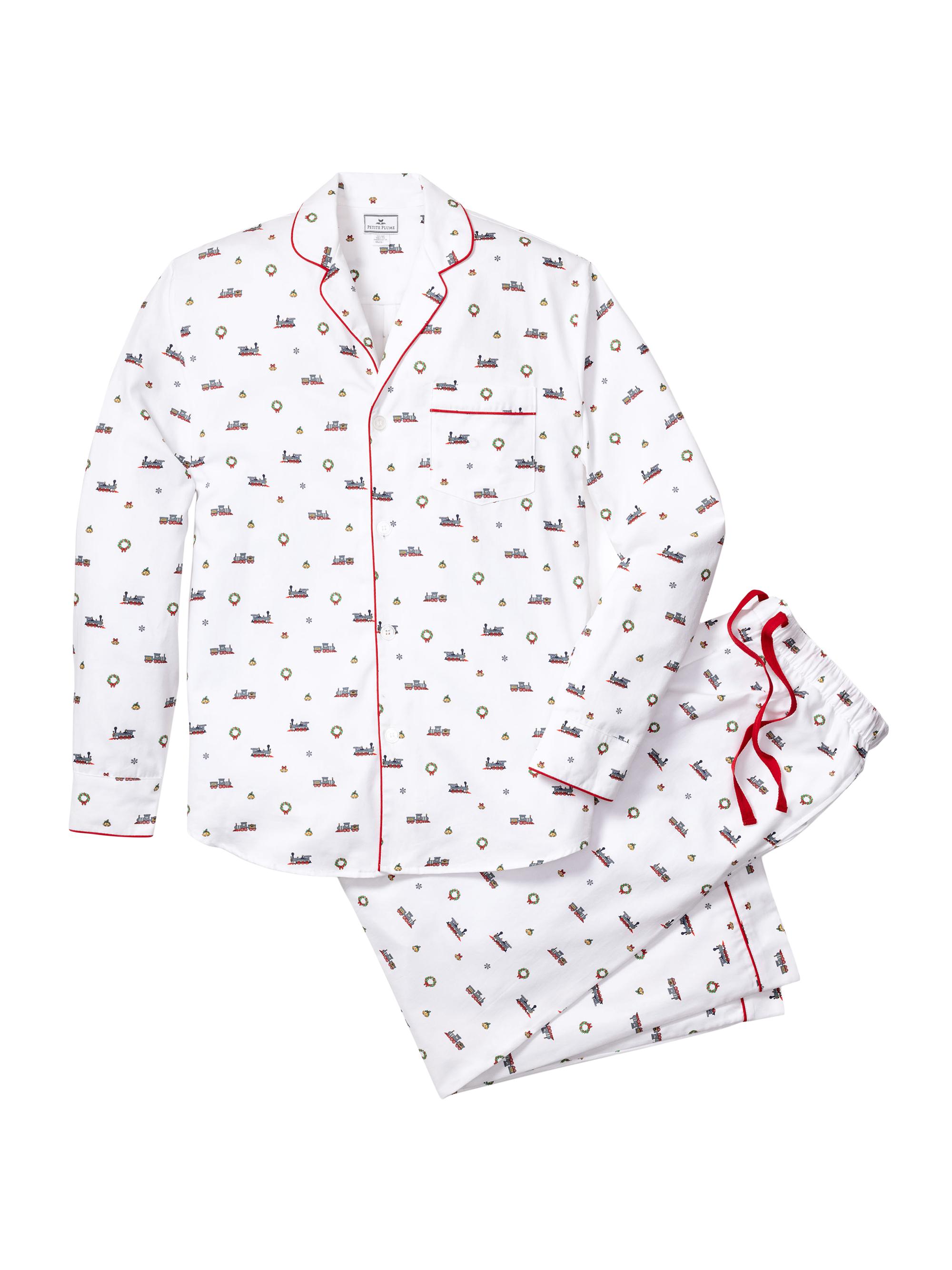 Petite Plume Men's Arctic Express Graphic Pajamas - White