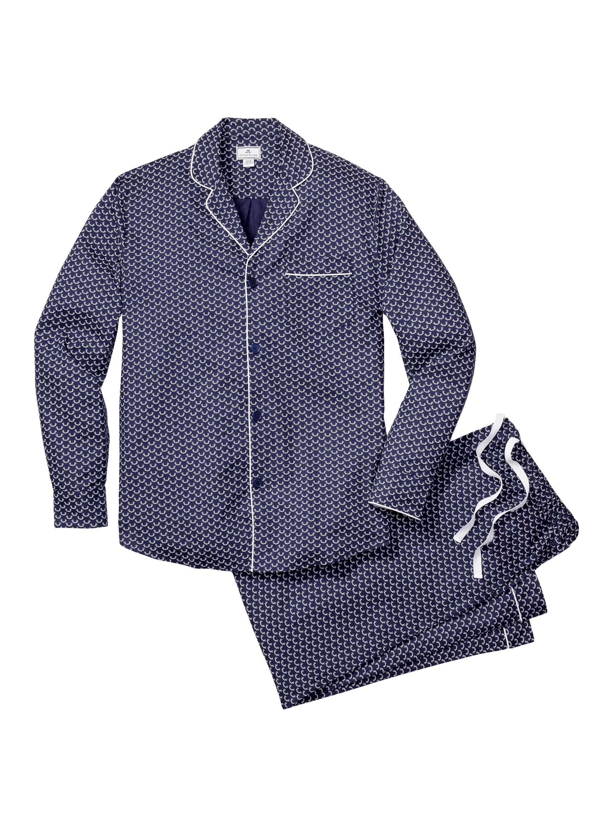 Petite Plume Men's Nordic Antlers Graphic Pajamas - Navy
