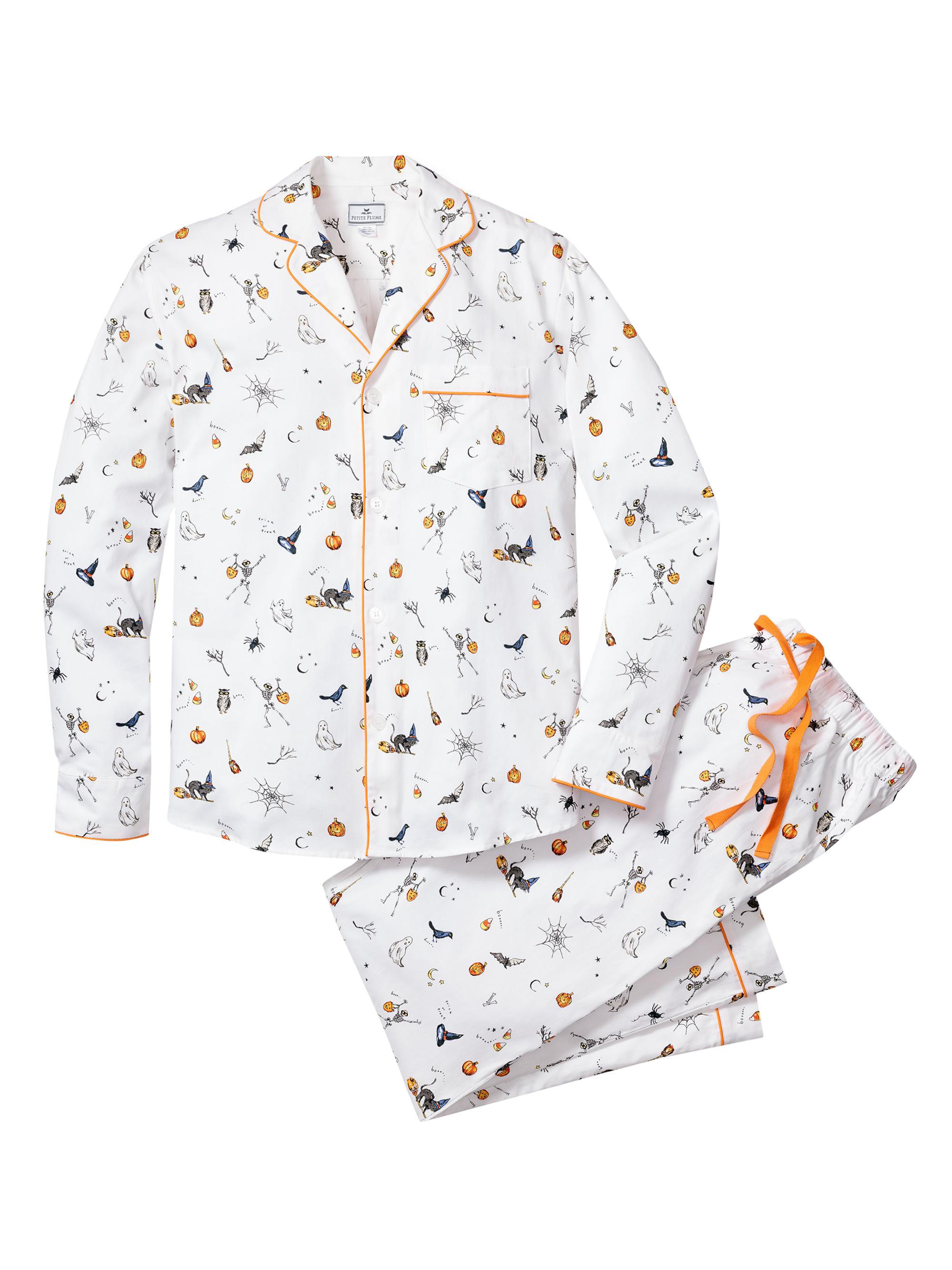 Petite Plume Men's Trick Or Treat Graphic Pajamas - White