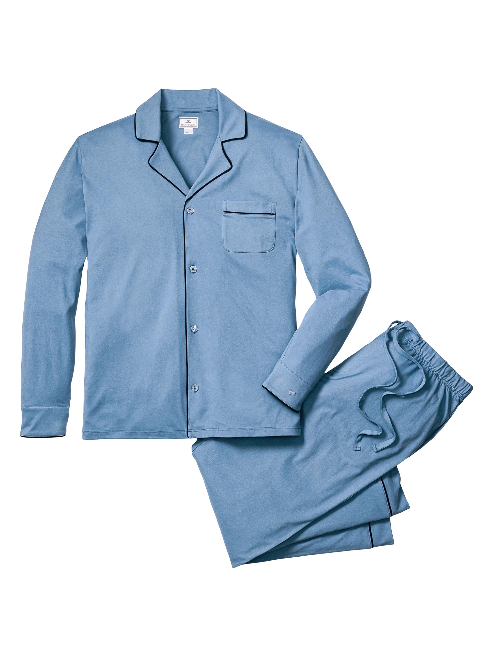 Petite Plume Men's Pima Knitted Cottom Pajamas - Black