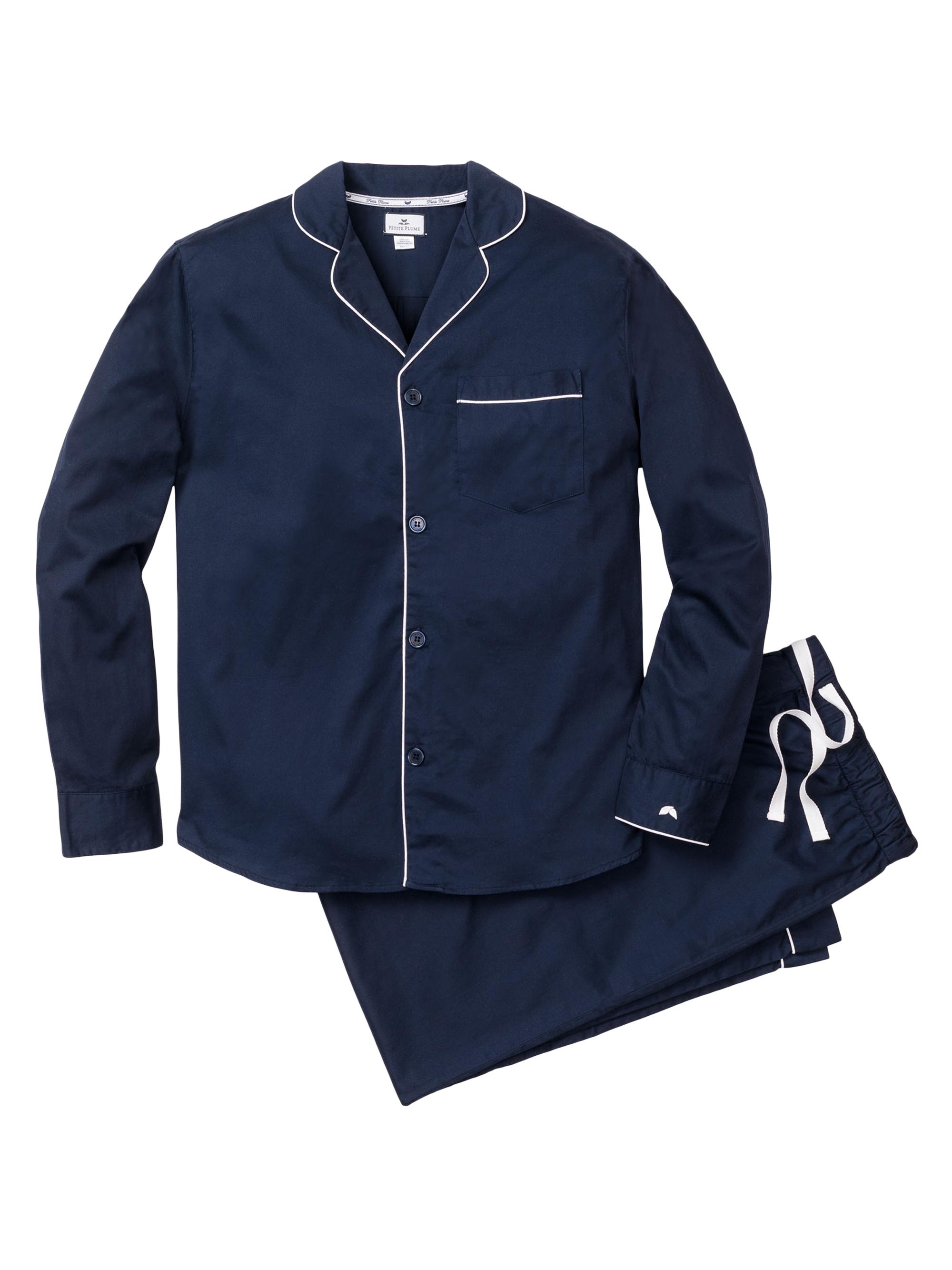 Petite Plume Men's Cotton Flannel Pajamas - Navy