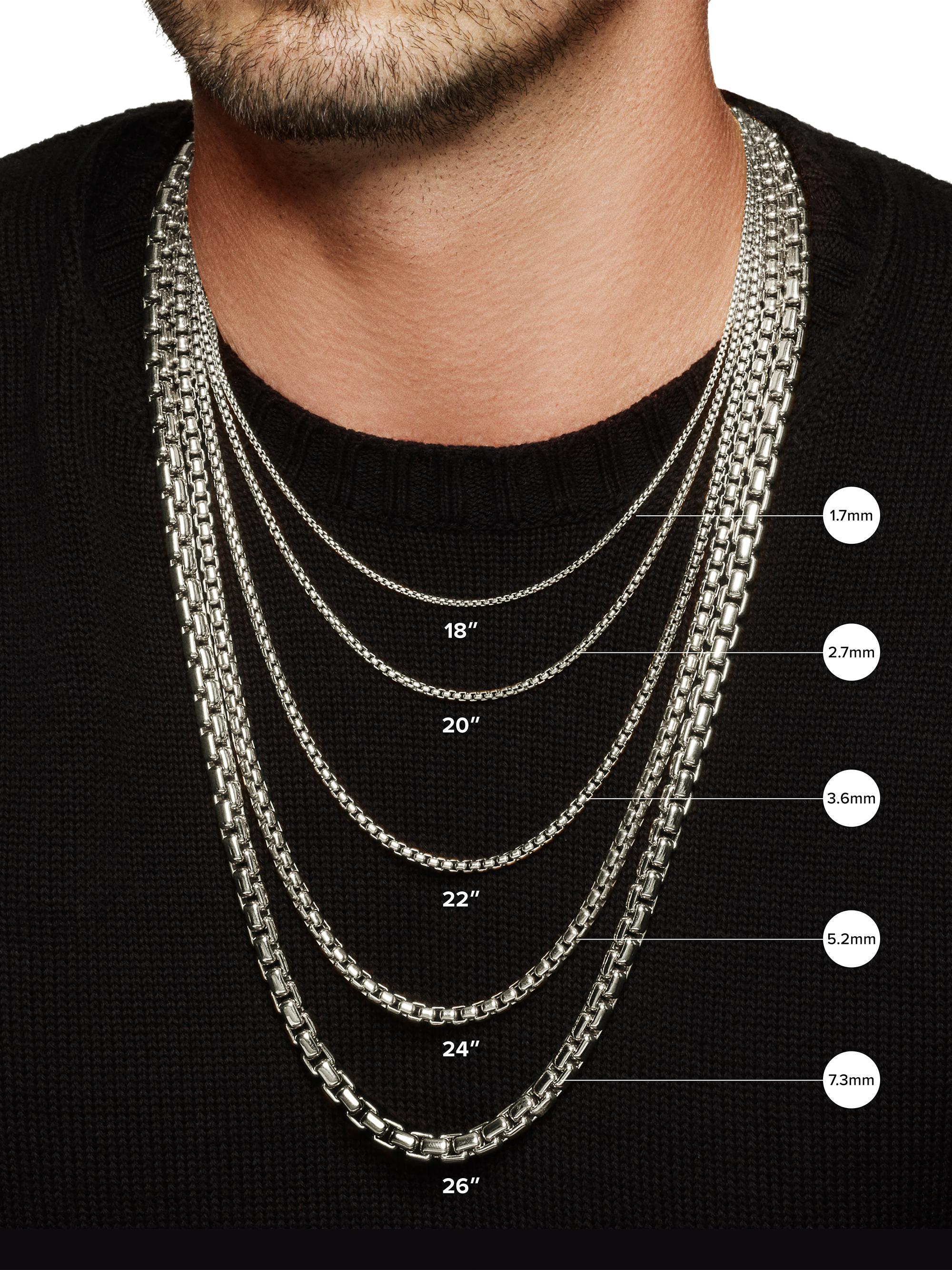 DAVIDYURMAN デヴィッドヤーマン ボックスチェーンネックレス ブラック David Yurman Box Chain Necklace in Sterling Silver, 3.6mm | Saks