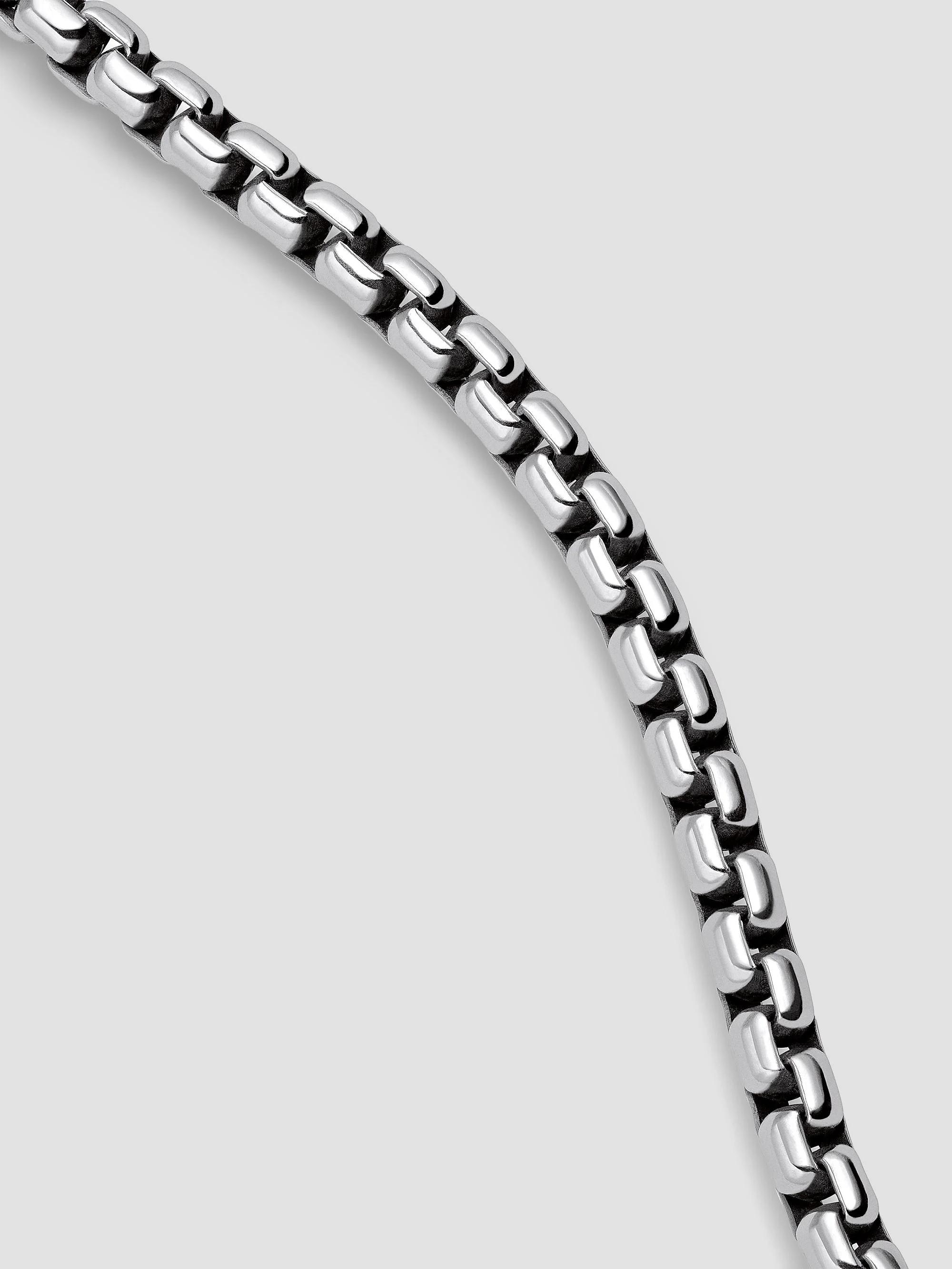 thumbnail image 2 of Men's 24 Inch Silver Stainless Steel Box Chain Necklace - 3mm Width (Unisex) 2 of 5