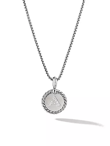 M Initial Charm Necklace in Sterling Silver