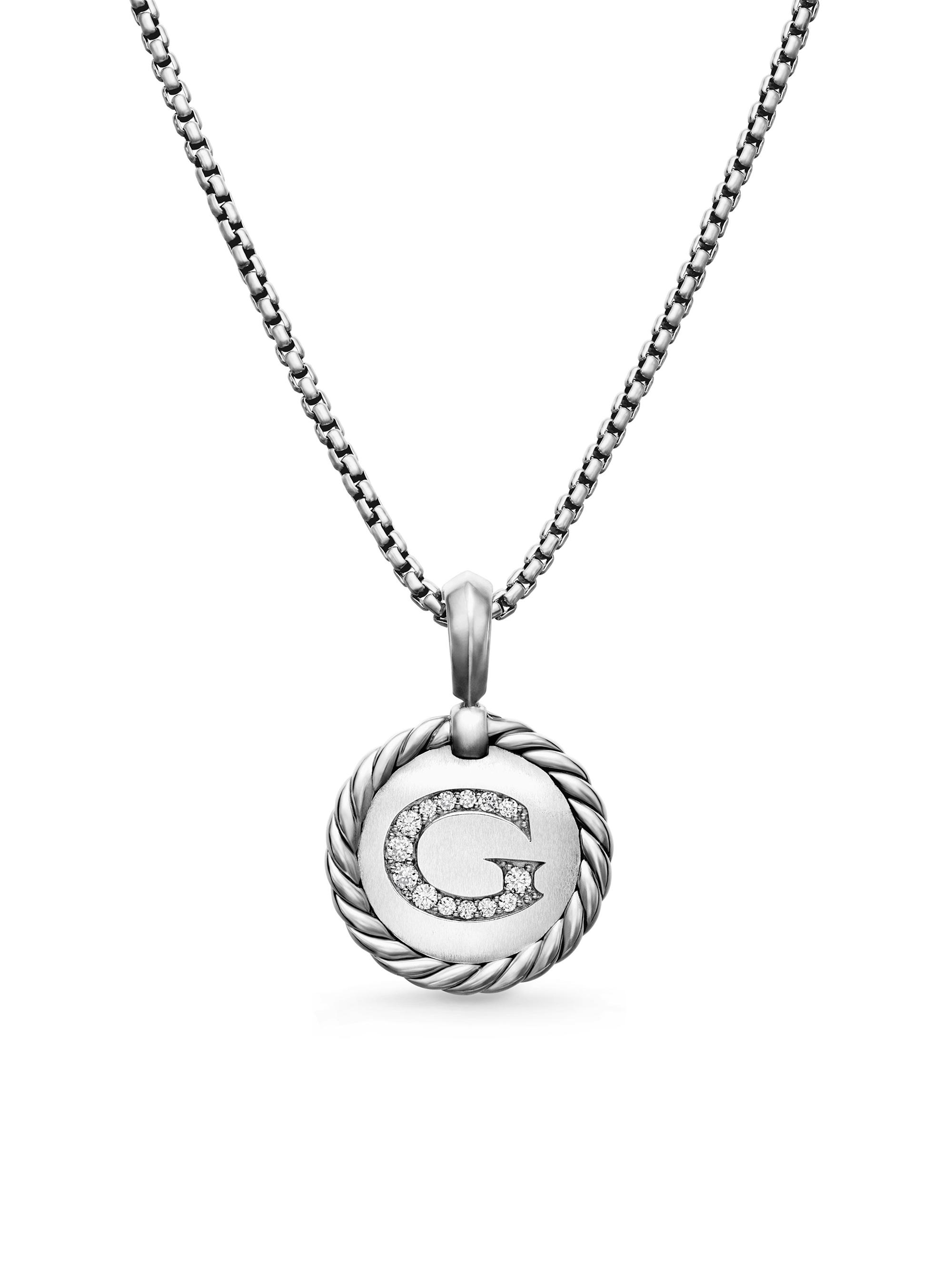David Yurman Women's Initial Charm Necklace in Sterling Silver - Initial G