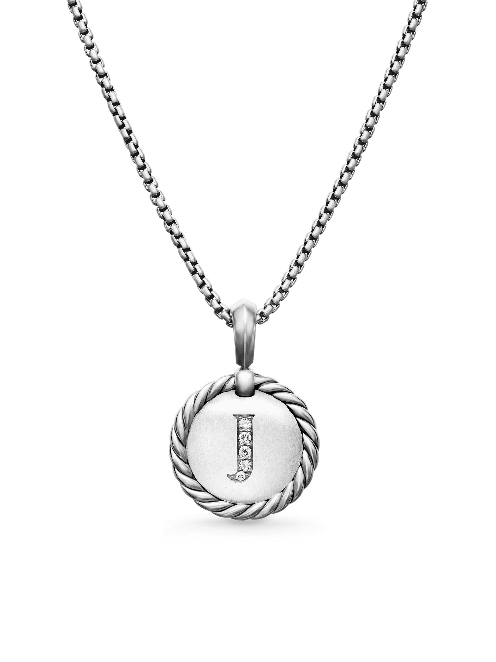David Yurman Women's Initial Charm Necklace in Sterling Silver - Initial J