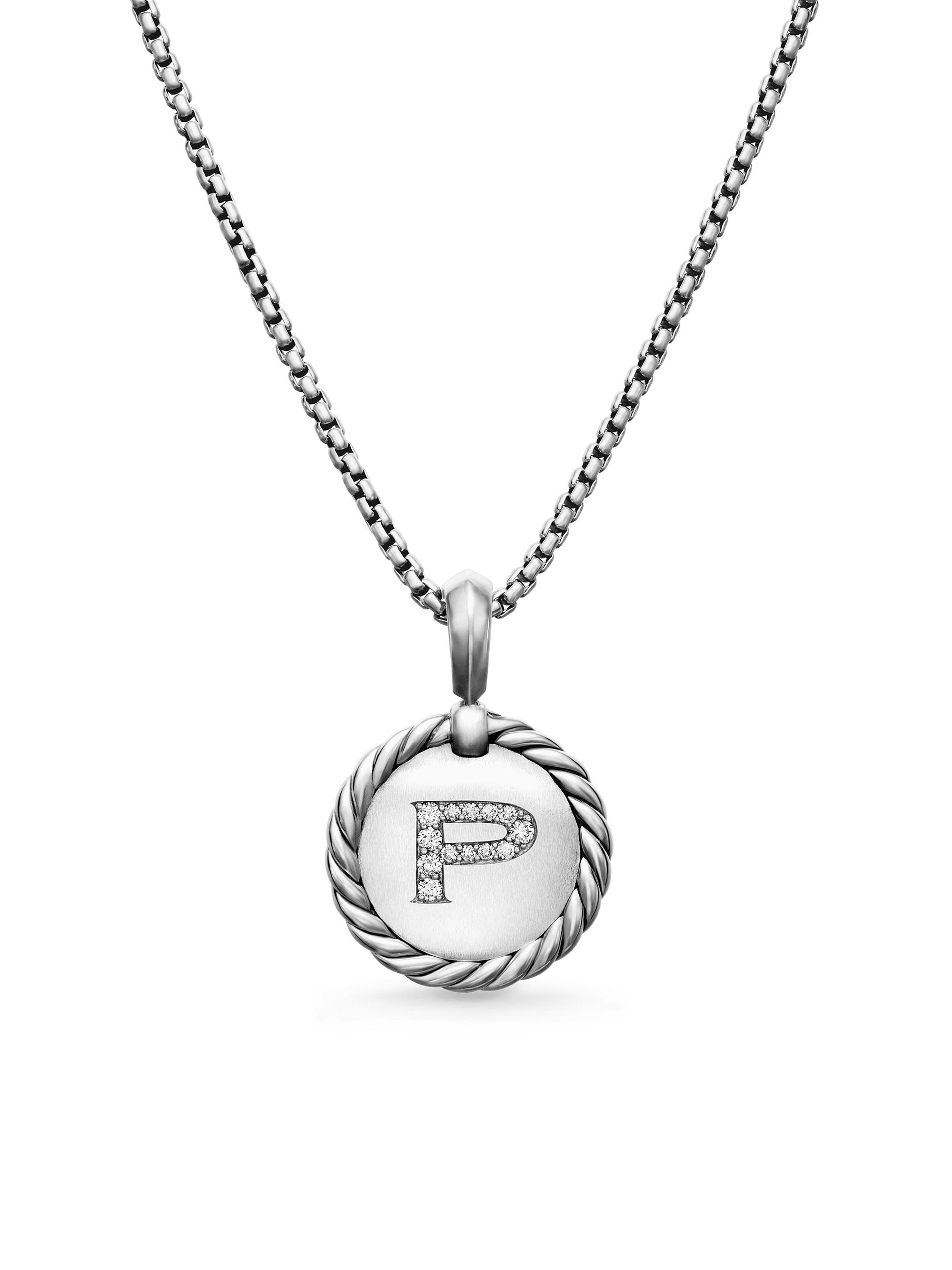David Yurman Women's Initial Charm Necklace in Sterling Silver - Initial P