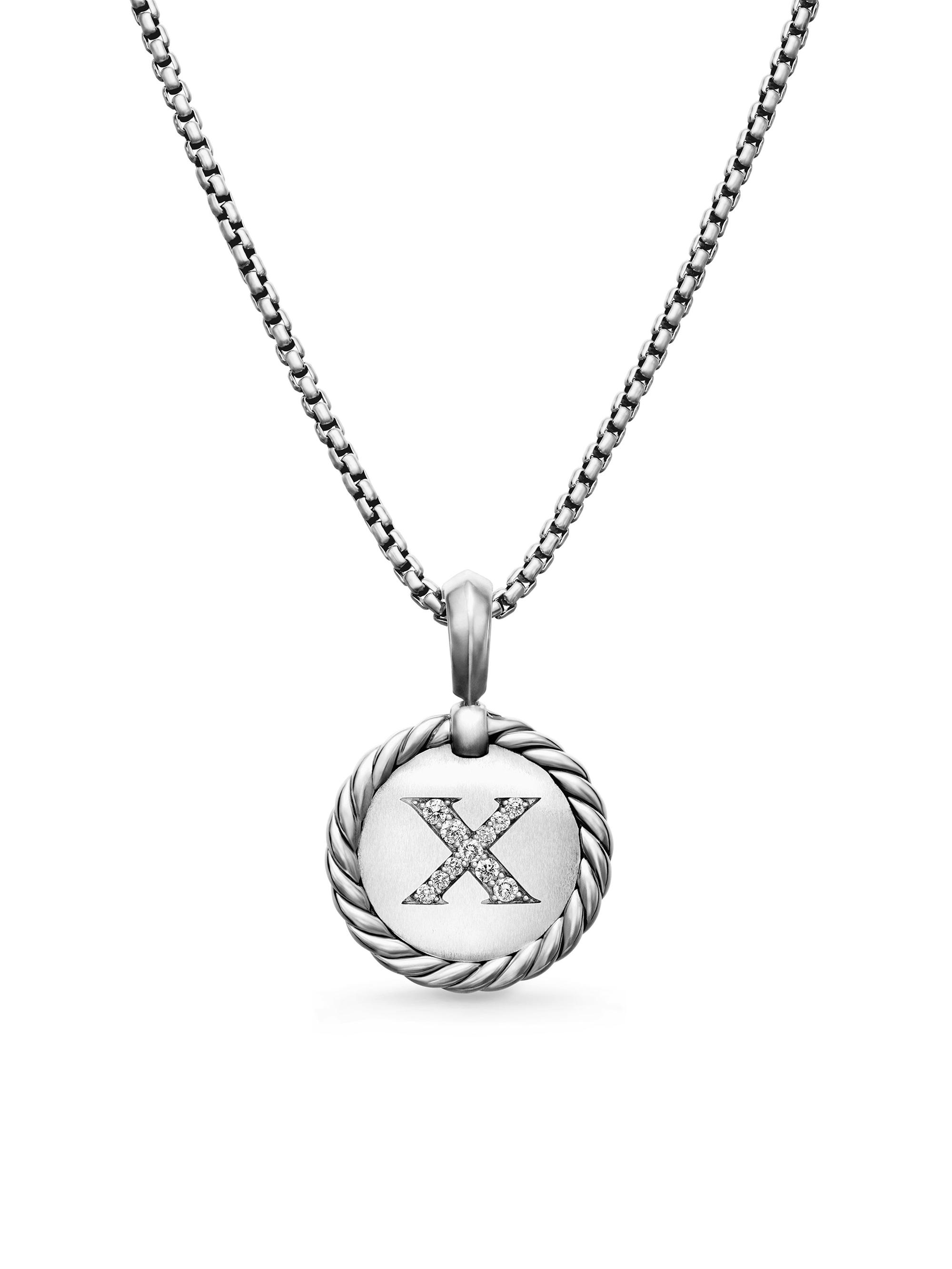 David Yurman Women's Initial Charm Necklace in Sterling Silver - Initial X