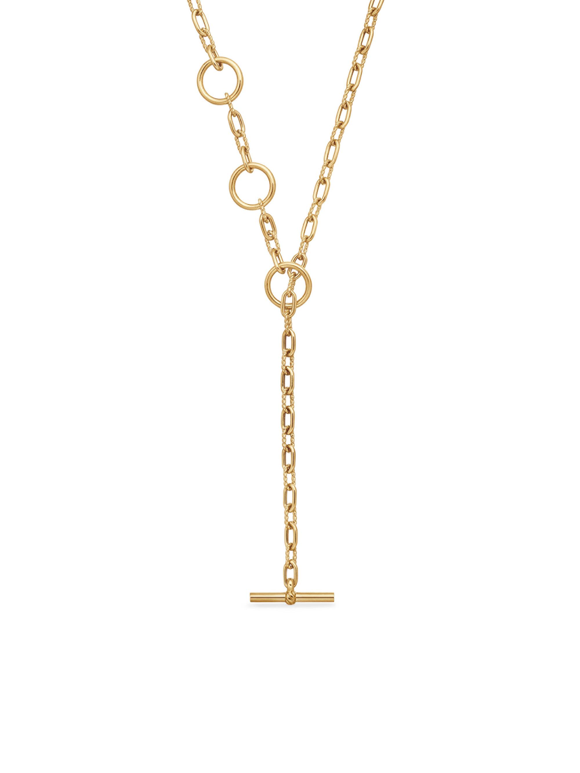 David Yurman Women's DY Madison Three Ring Chain Necklace in 18K Yellow Gold, 3MM - Gold