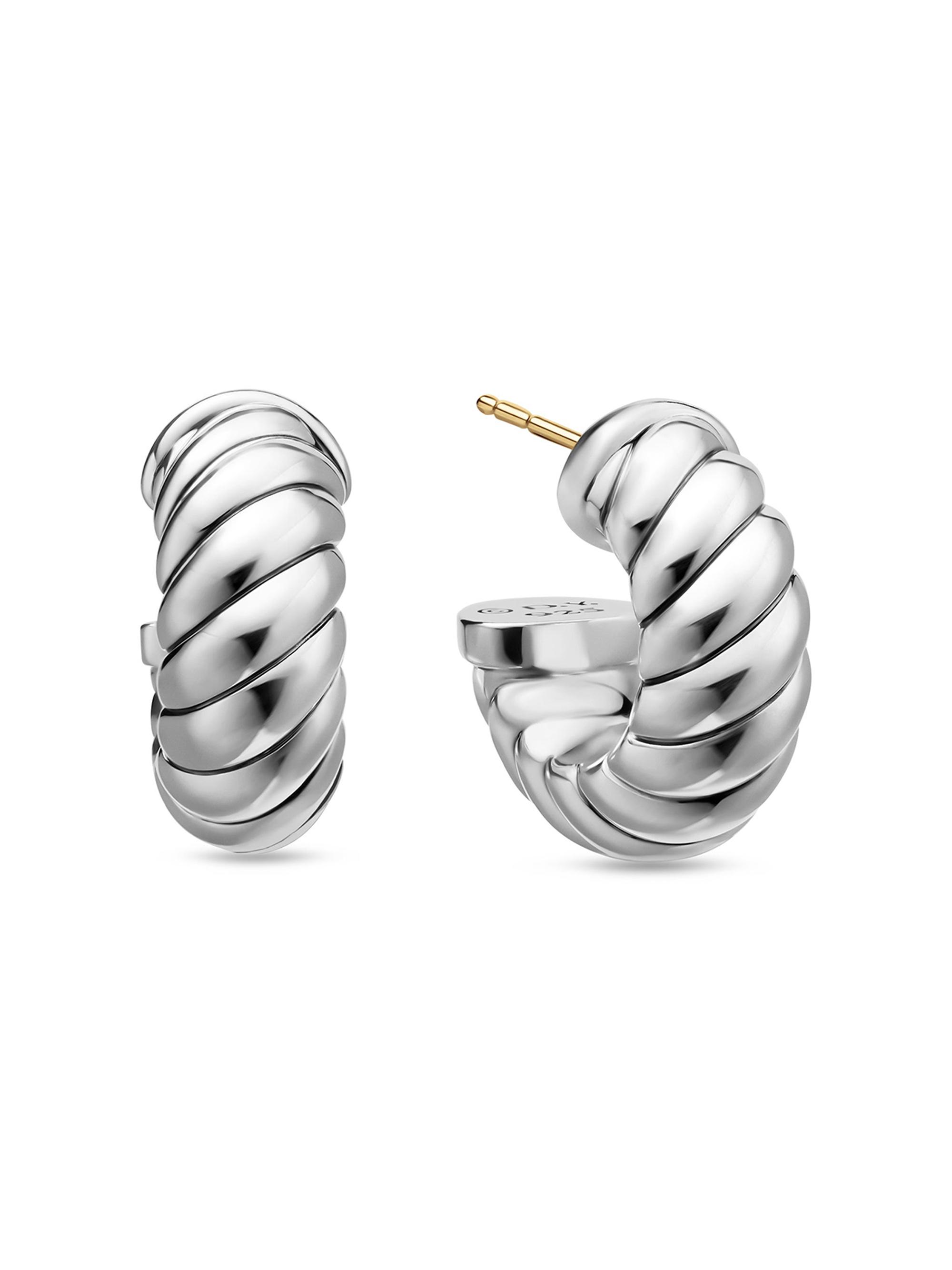 David Yurman Women's Sculpted Cable Shrimp Earrings in Sterling Silver, 20.5mm - Silver