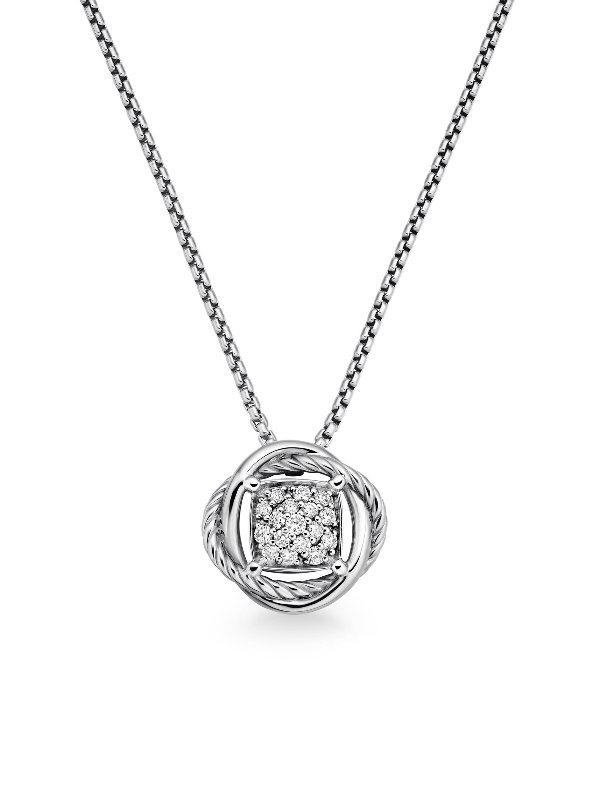 David Yurman Women's Infinity Pendant Necklace in Sterling Silver - Diamond