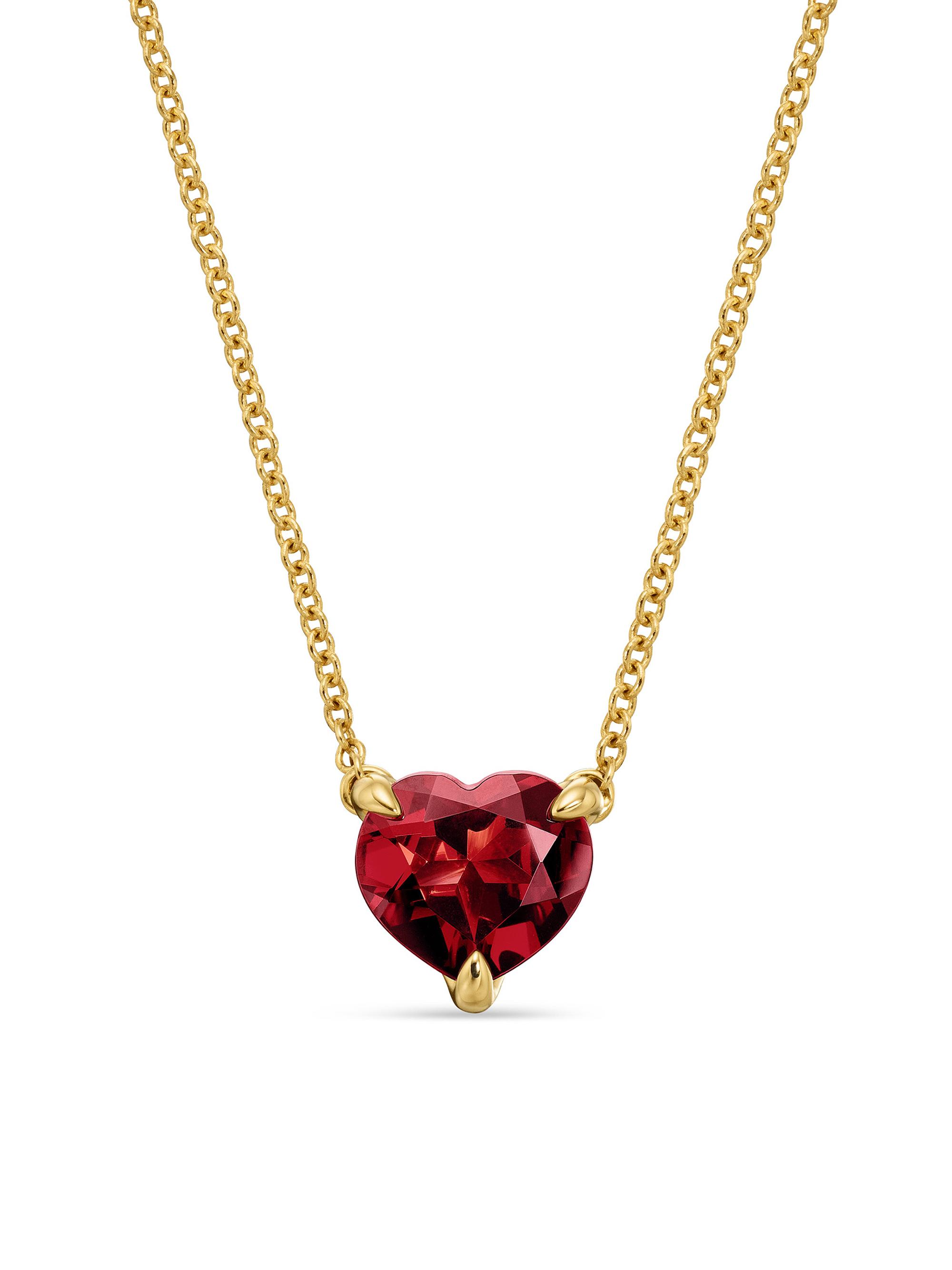 David Yurman Women's Chatelaine Heart Pendant Necklace in K Yellow Gold with Garnet, 8mm - Garnet