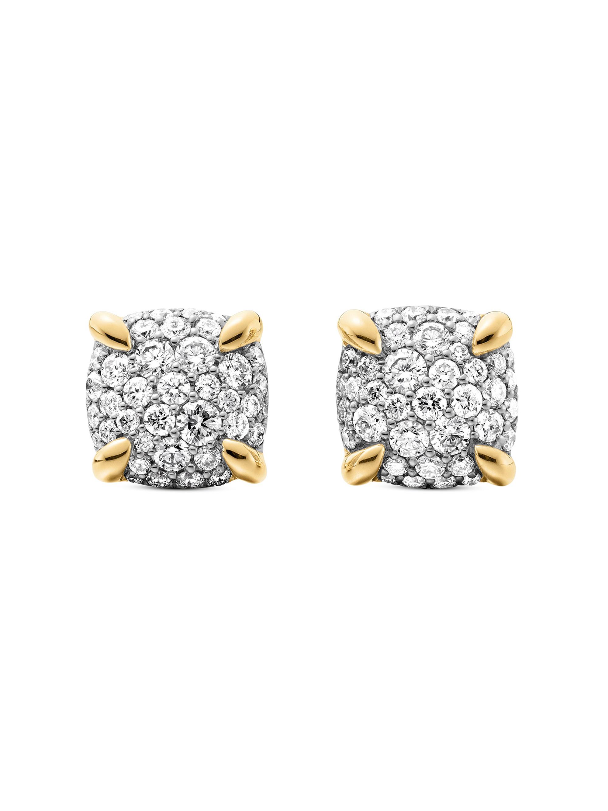 David Yurman Women's Chatelaine Stud Earrings in 18K Yellow Gold with Pavé Diamonds, 8mm - Diamond