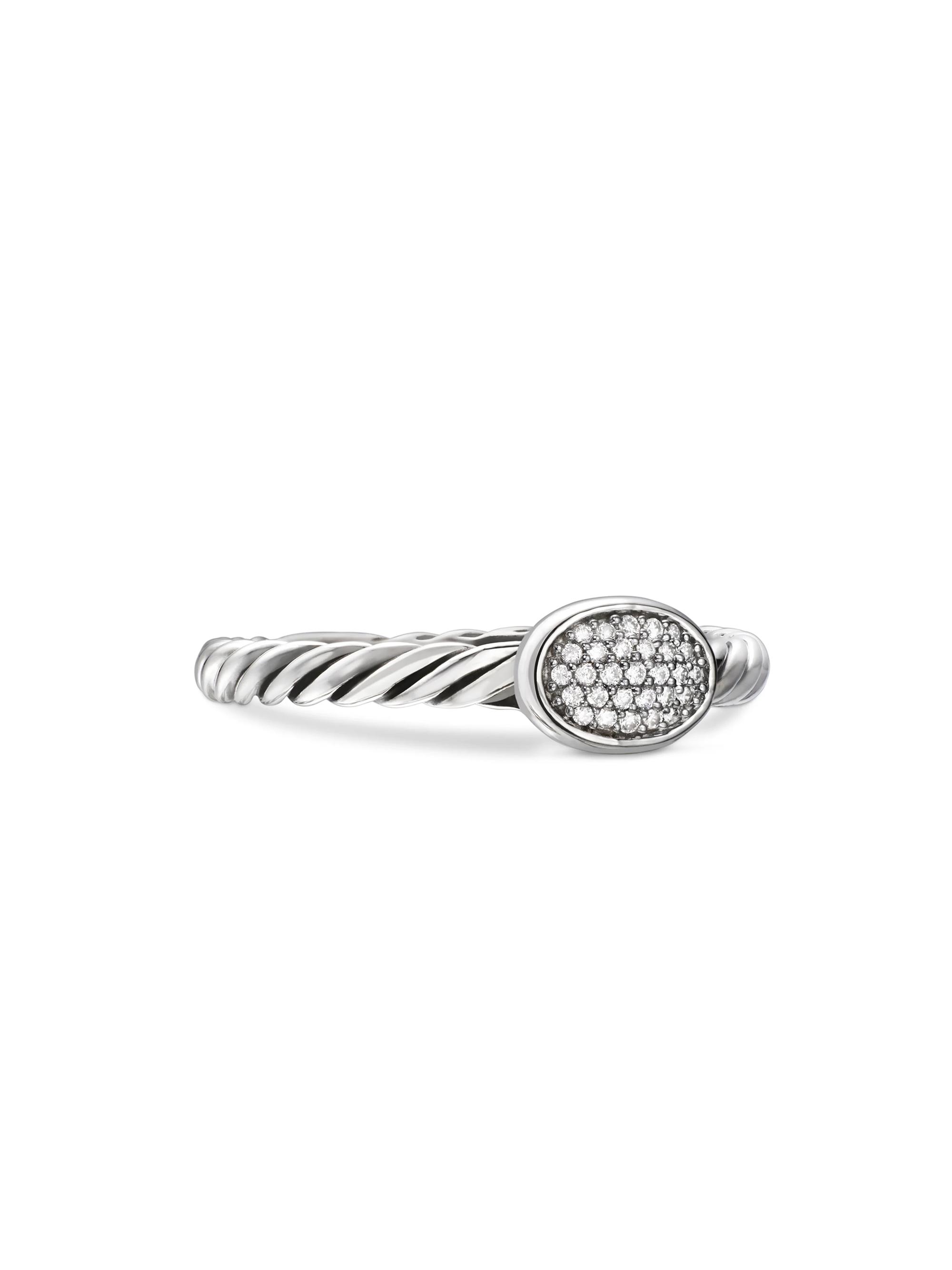 David Yurman Women's Cable Collectibles Oval Ring With Diamonds - Silver