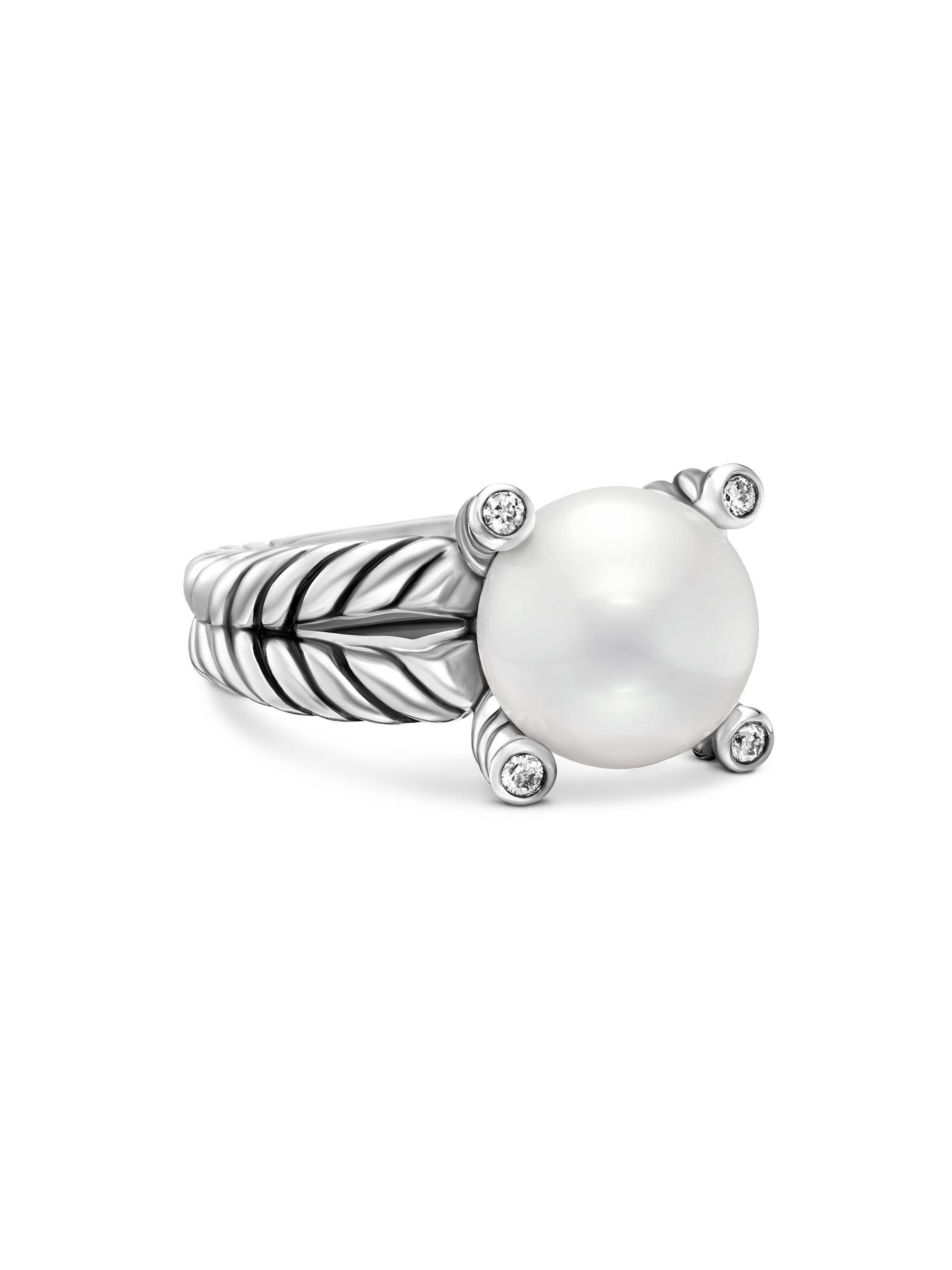 David Yurman Women's Cable Collectibles Pearl Ring with Diamonds - Pearl