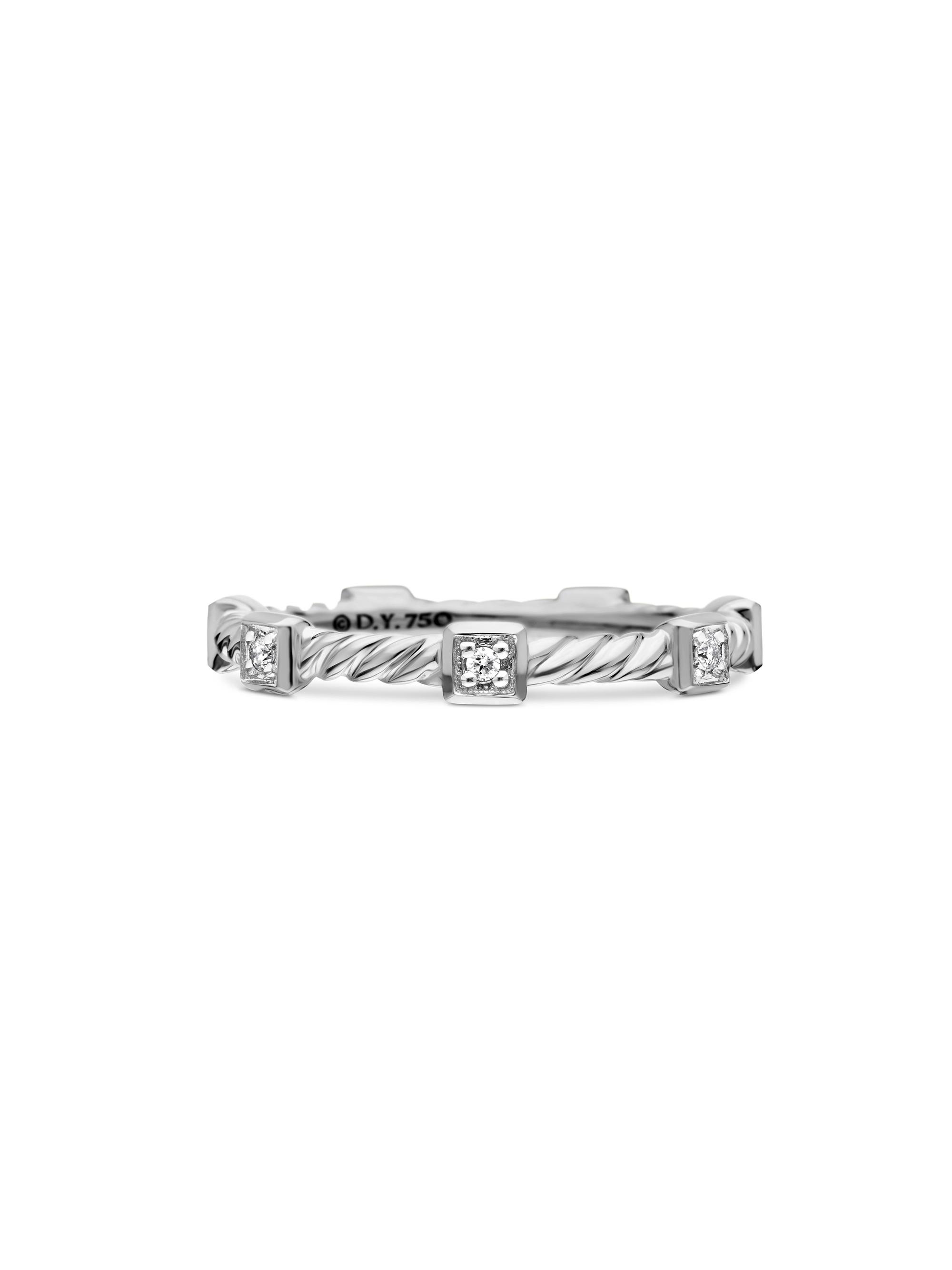 David Yurman Women's Cable Collectibles Stations Stack Ring in 18K White Gold - White Gold