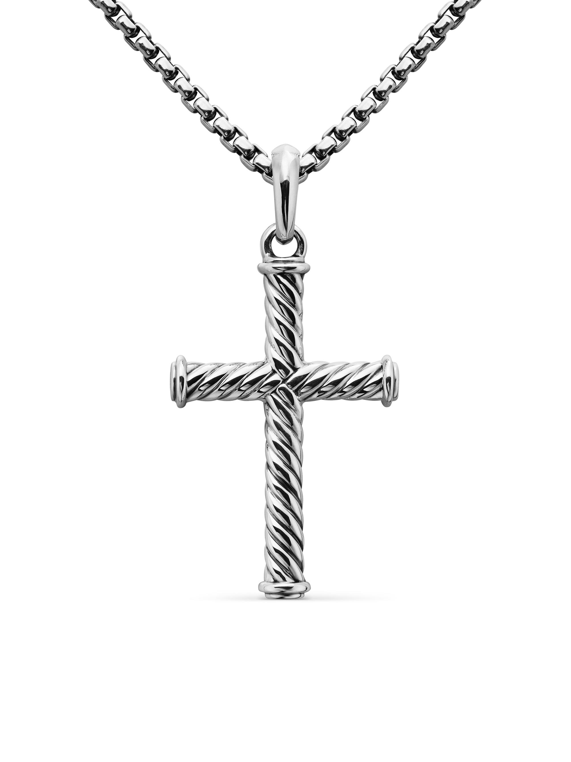 David Yurman Men's Cable Cross Pendant in Sterling Silver, 35mm - Sterling Silver - Women's Jewelry And Watches