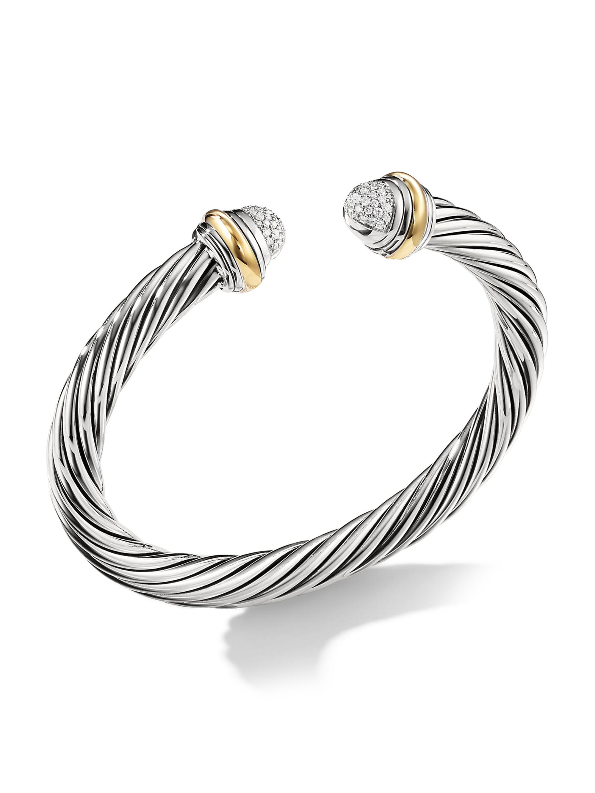 David Yurman Women's Cable Silver Ice Pavé Diamond Bracelet