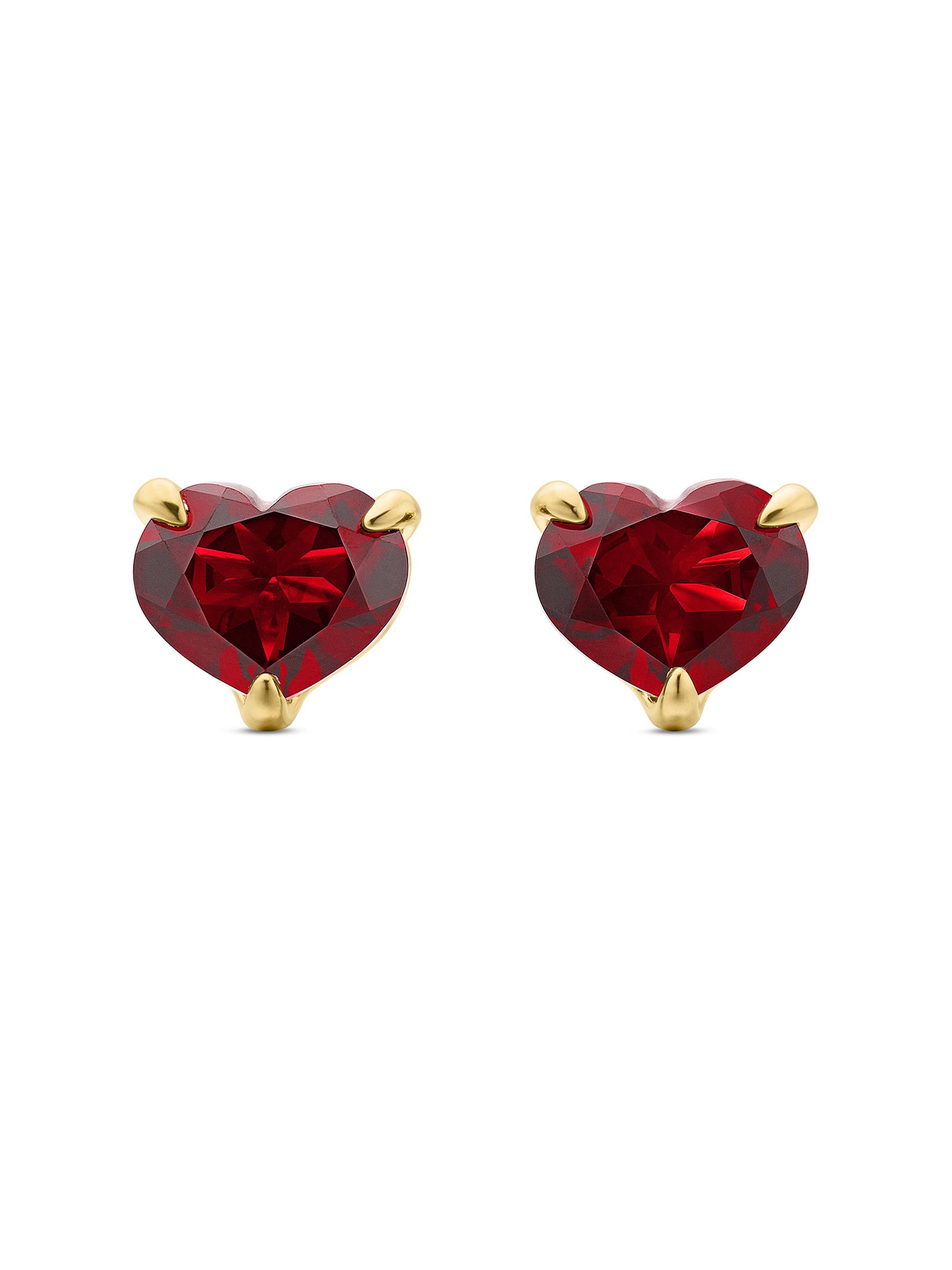 David Yurman Women's Chatelaine Heart Stud Earrings in 18K Yellow Gold with Garnet, 8mm - Garnet