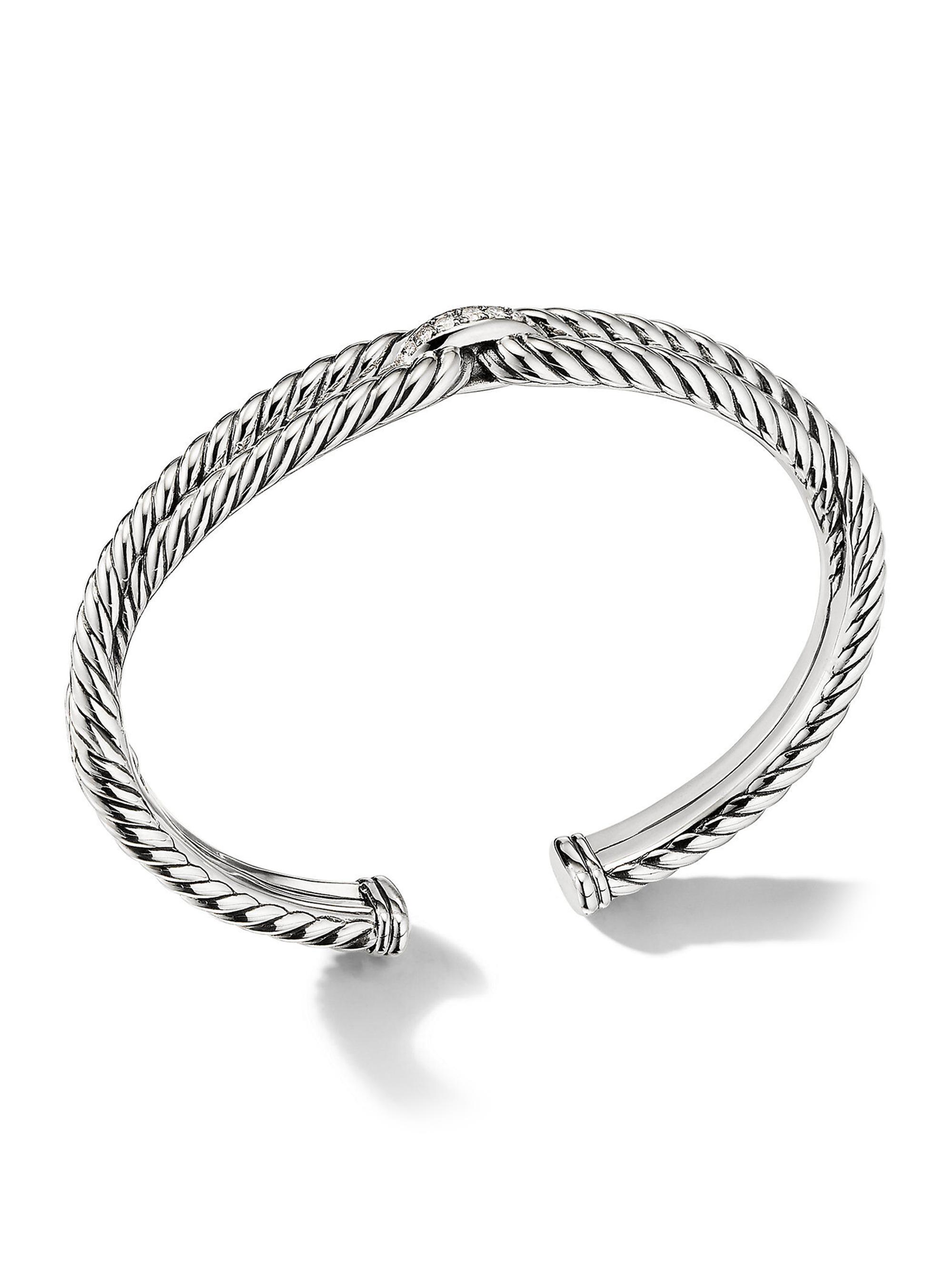 David Yurman Women's Cable Loop Bracelet with Pavé Diamonds - Sterling Silver
