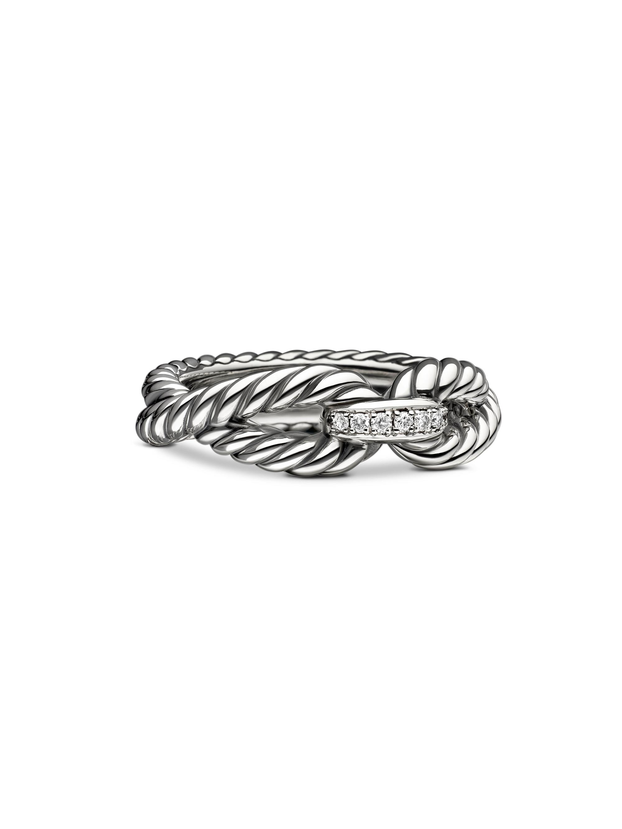David Yurman Women's Cable Loop Band Ring in Sterling Silver - Diamond
