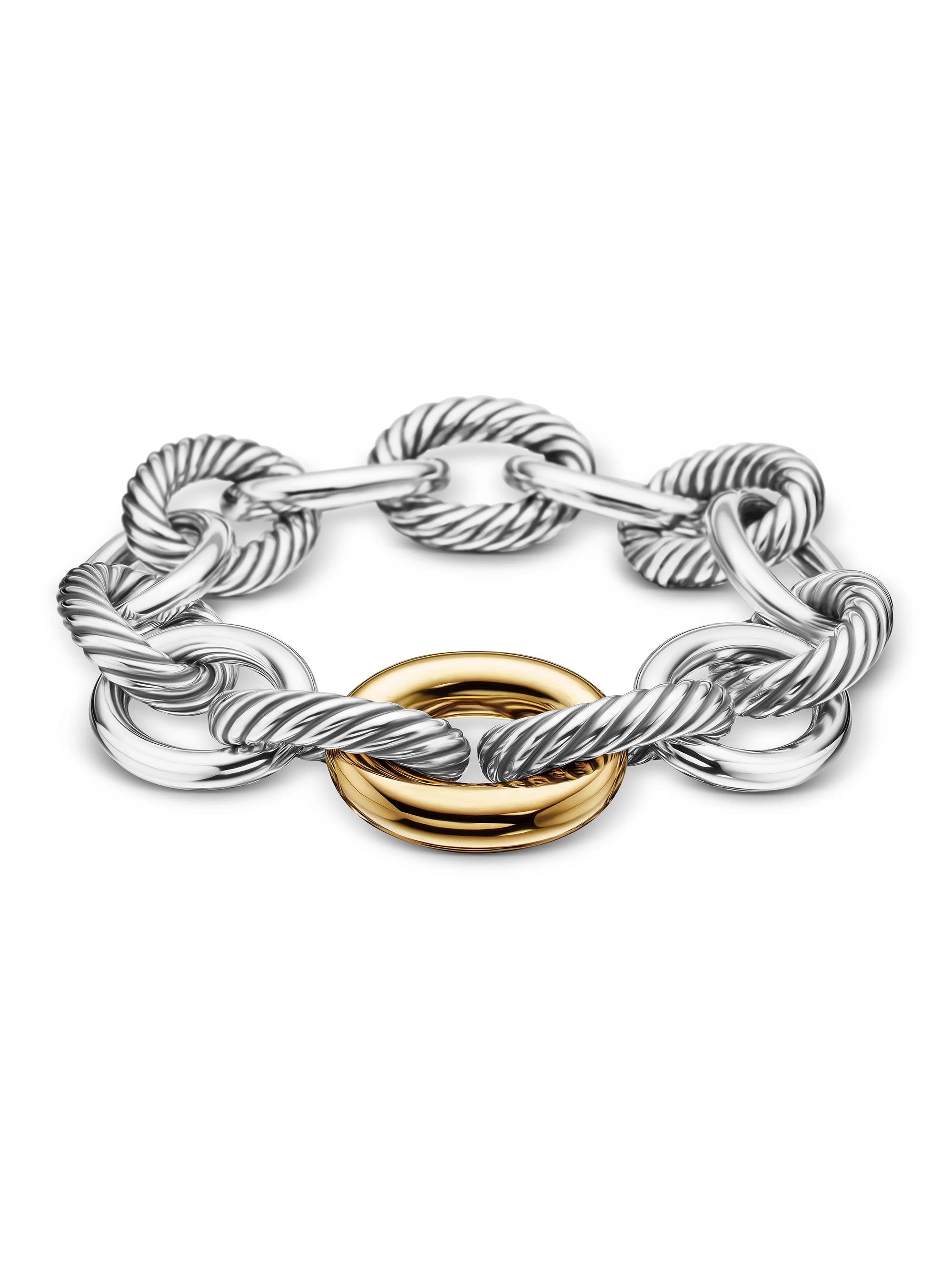 David Yurman Women's Extra-Large Oval Link Bracelet with 18K Yellow Gold - Silver Gold