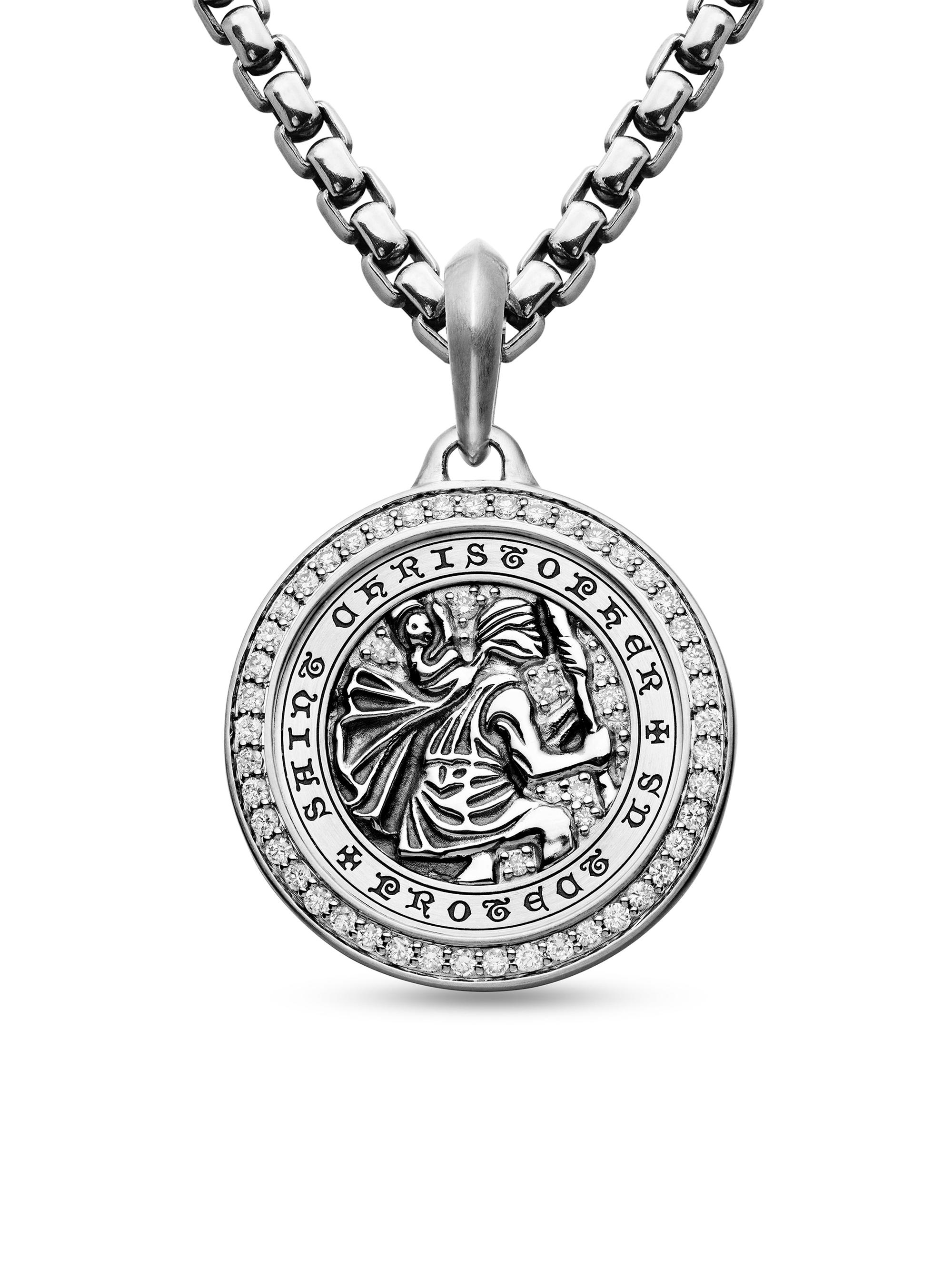 David Yurman Men's St. Christopher Amulet in Sterling Silver - Diamond