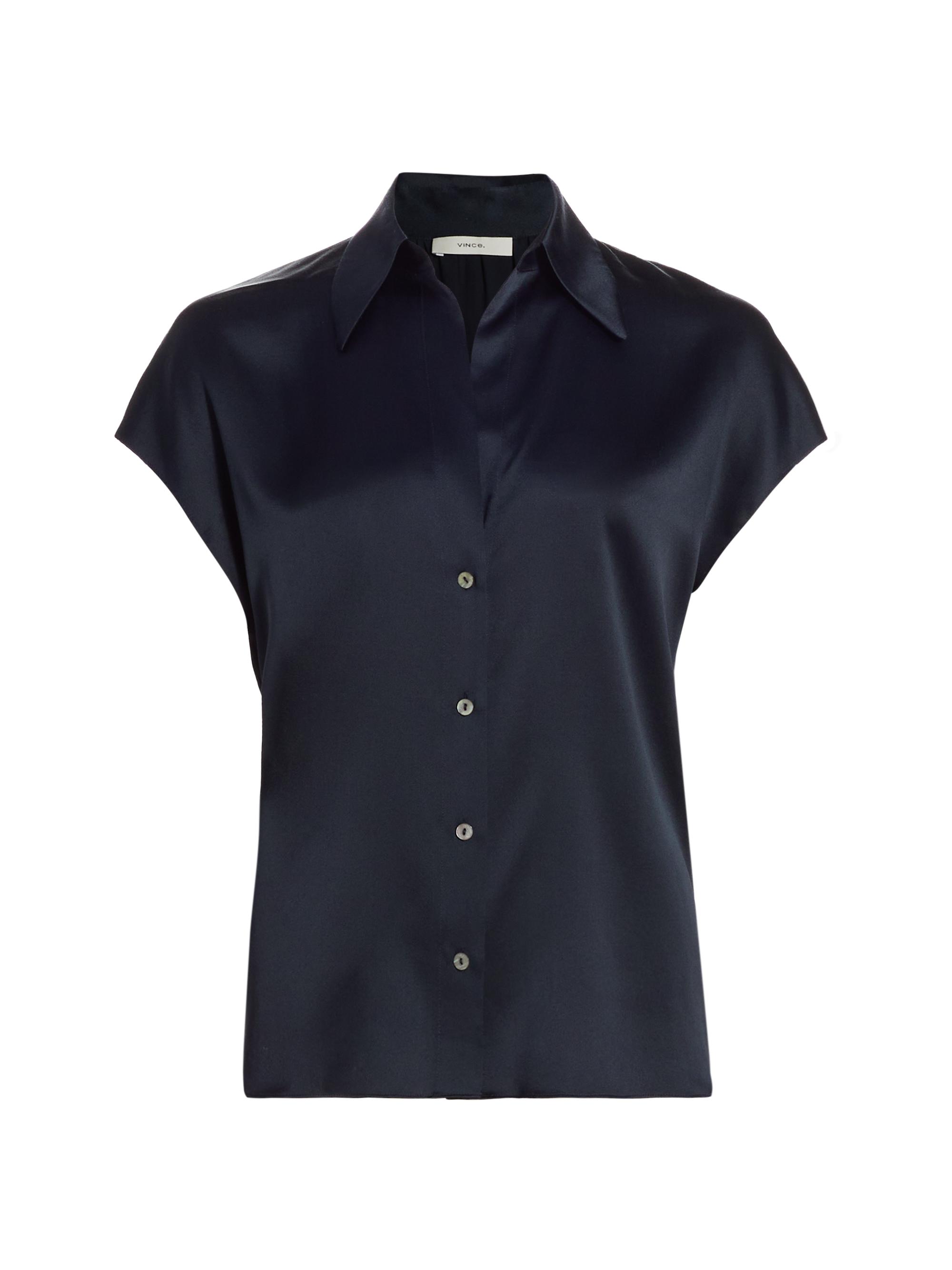 Vince Women's Cap-Sleeve Silk Blouse - Coastal